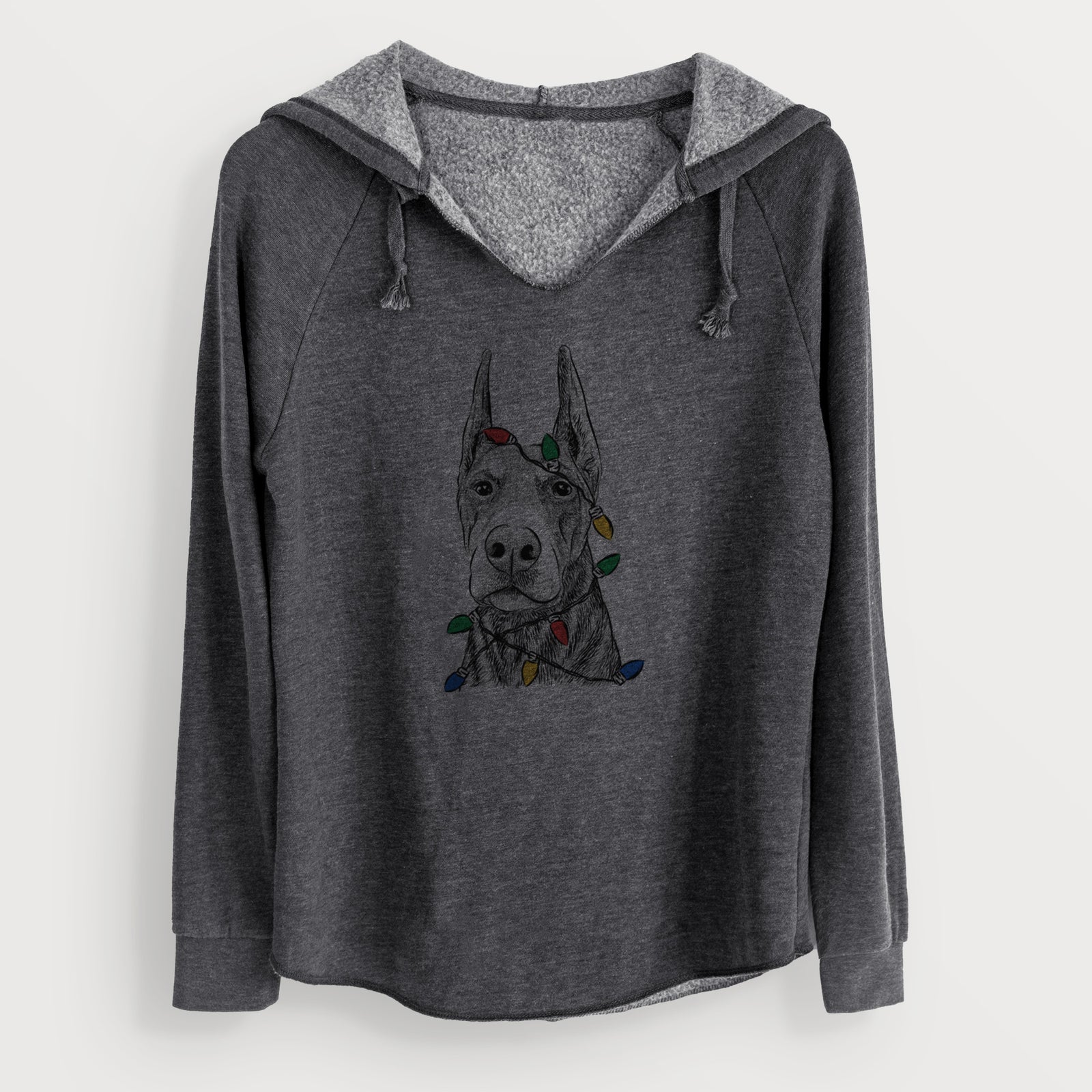Christmas Lights Luna the Doberman Pinscher - Cali Wave Hooded Sweatshirt