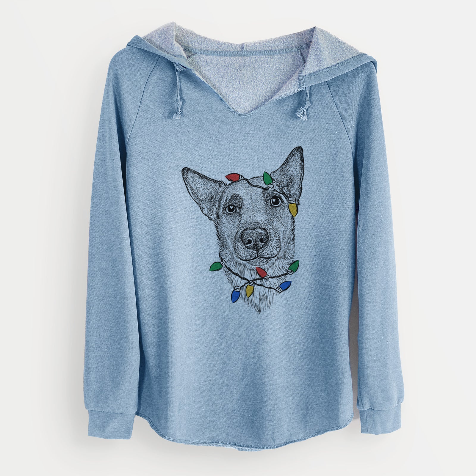 Christmas Lights Luna the Shepherd Mix - Cali Wave Hooded Sweatshirt