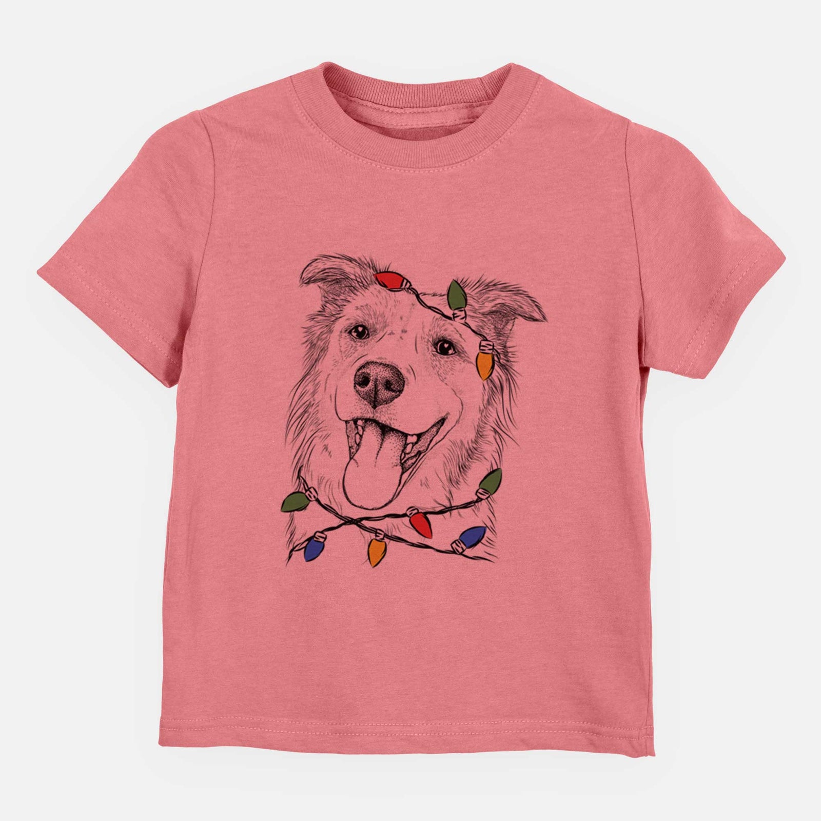 Christmas Lights Macaroni the Border Collie - Kids/Youth/Toddler Shirt