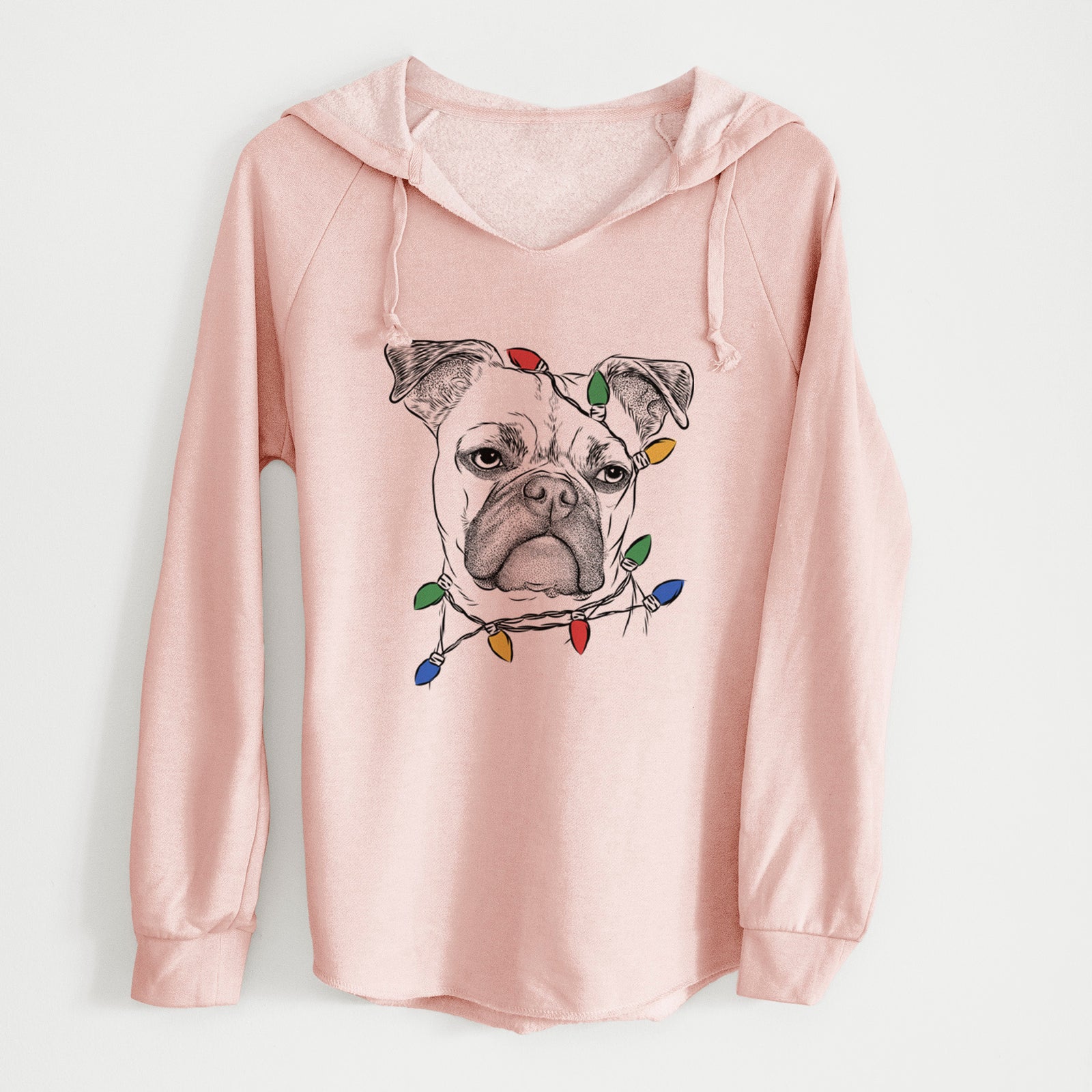 Christmas Lights Mack the Bugg (Boston Terrier/Pug) - Cali Wave Hooded Sweatshirt