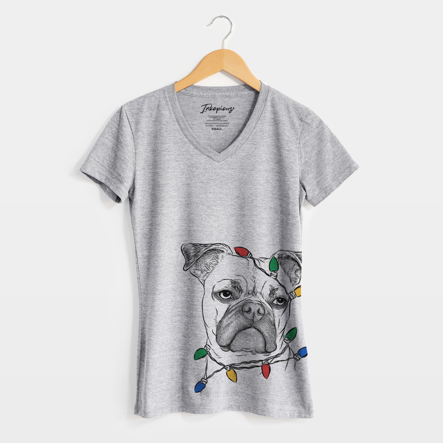 Christmas Lights Mack the Bugg (Boston Terrier/Pug) - Women's Perfect V-neck Shirt