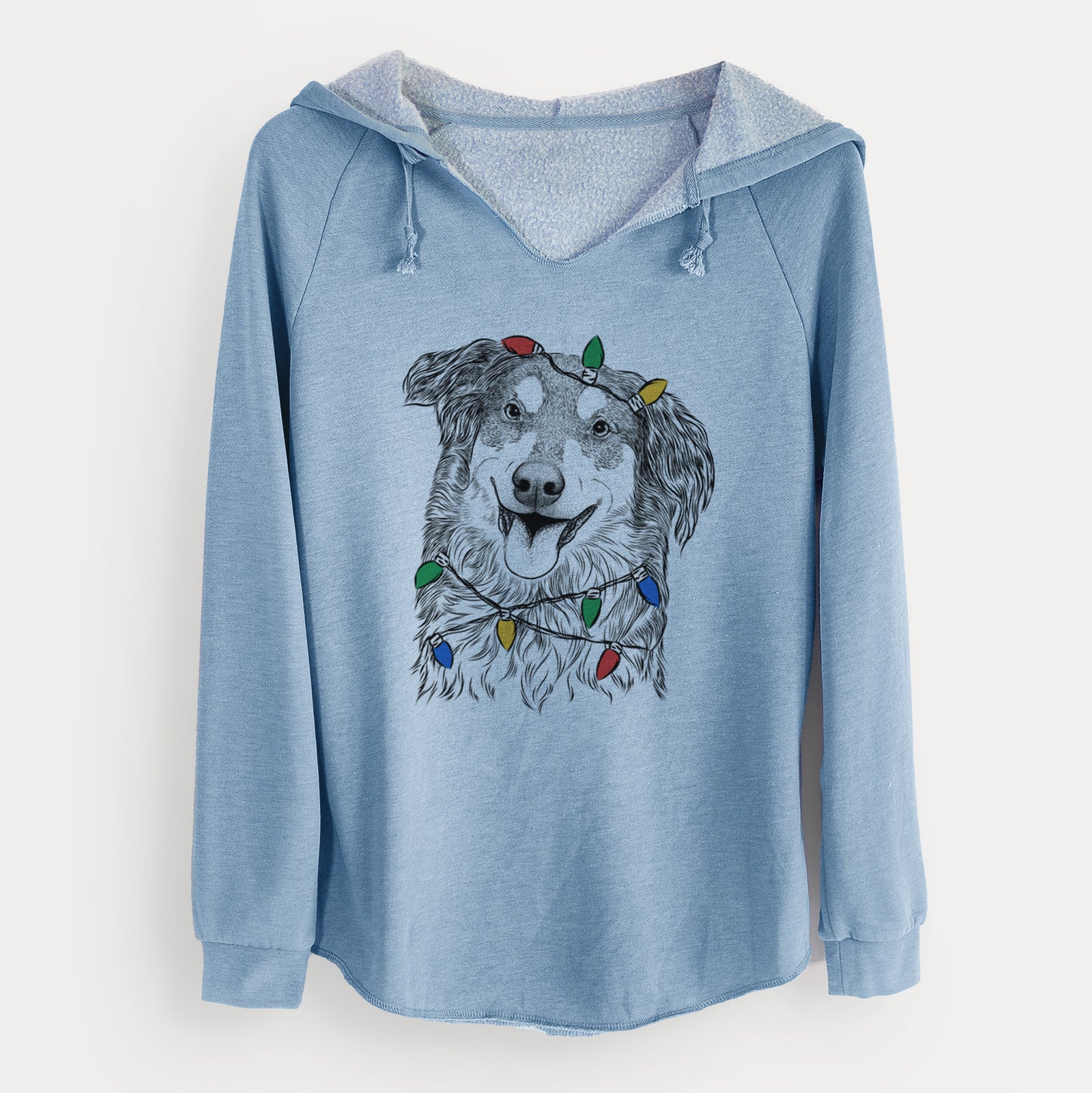 Christmas Lights Maddie the English Shepherd - Cali Wave Hooded Sweatshirt