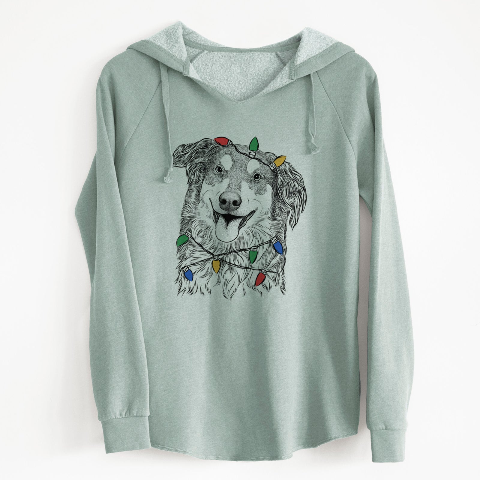 Christmas Lights Maddie the English Shepherd - Cali Wave Hooded Sweatshirt