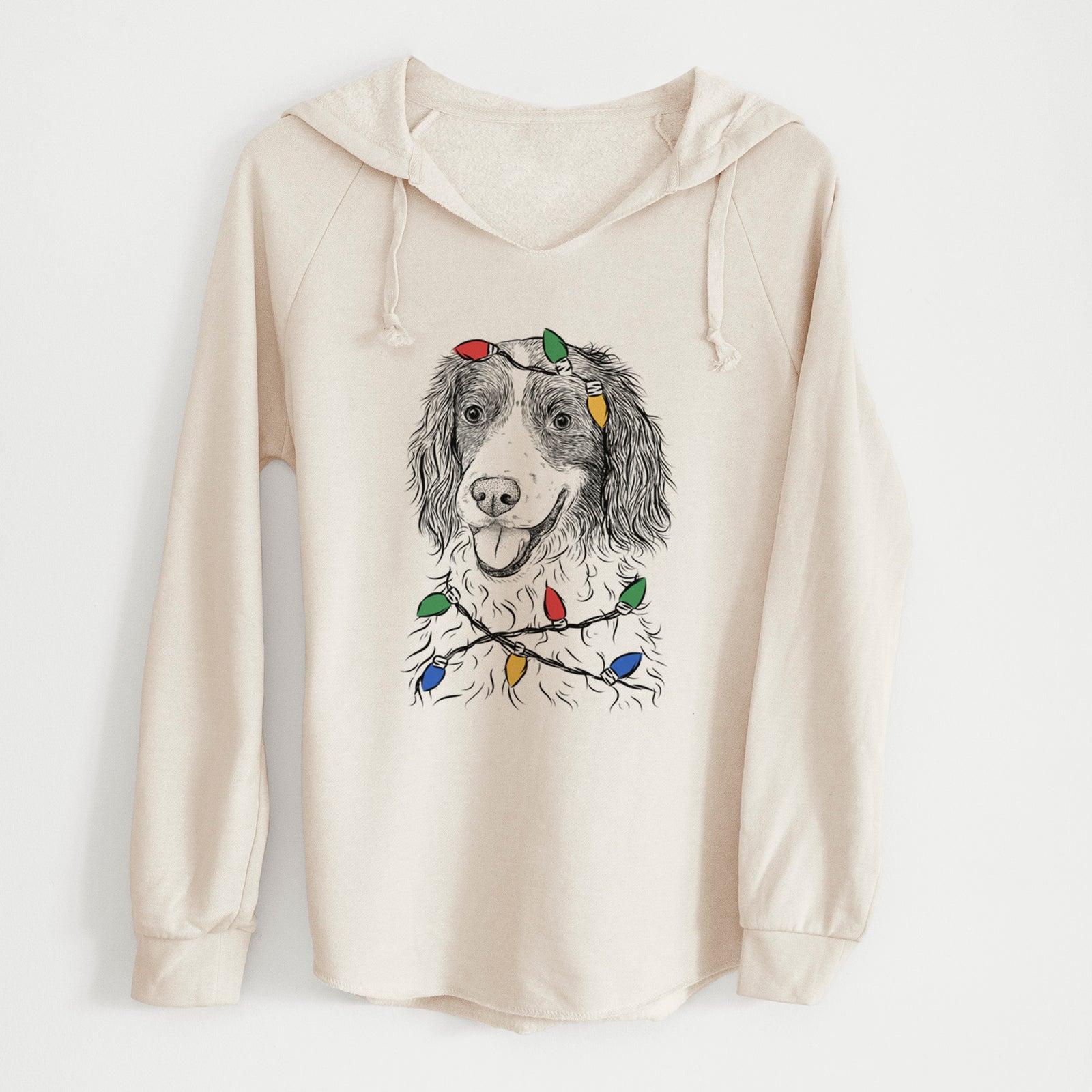 Christmas Lights Maggie the Springer Spaniel - Cali Wave Hooded Sweatshirt