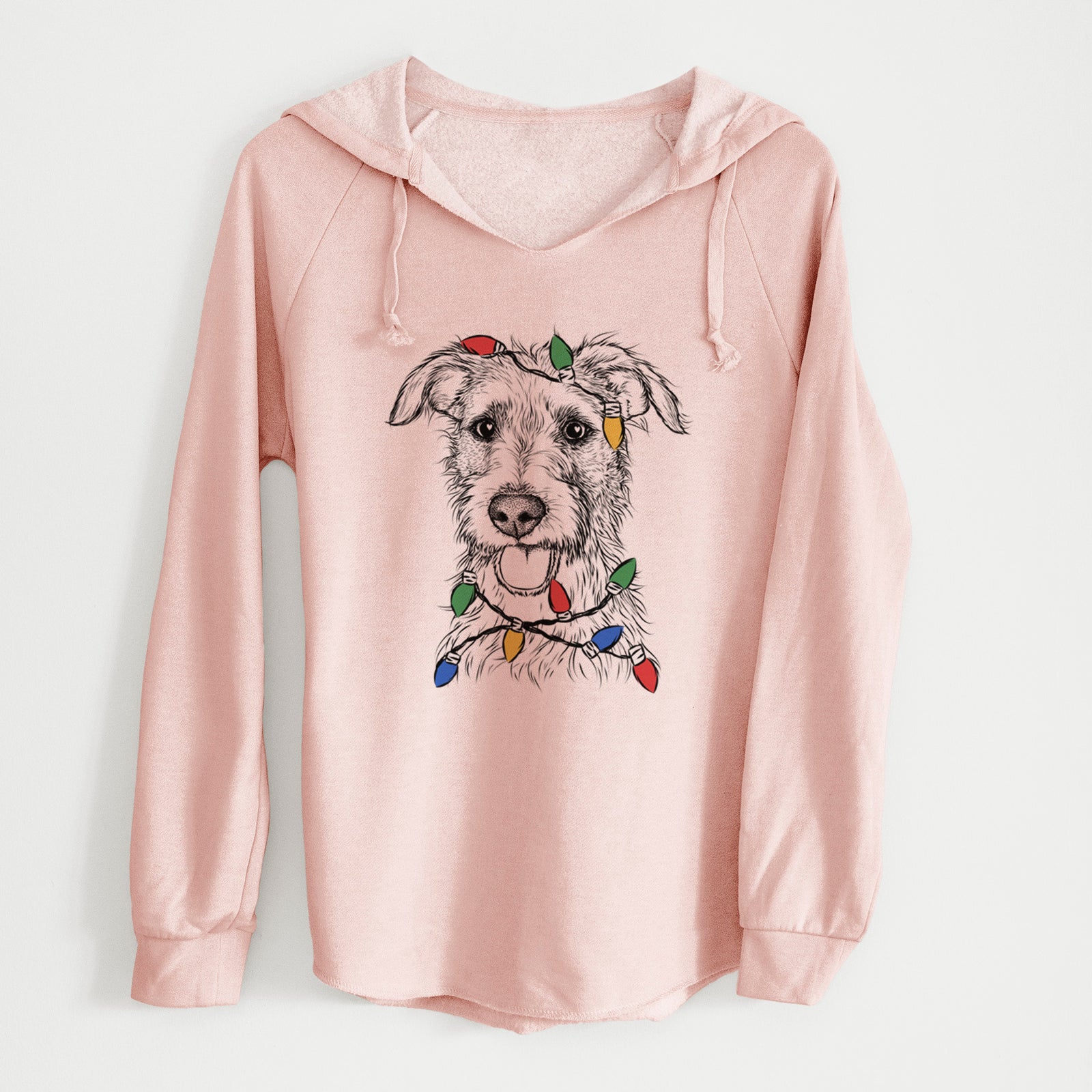 Christmas Lights Maggie the Terrier Mix - Cali Wave Hooded Sweatshirt