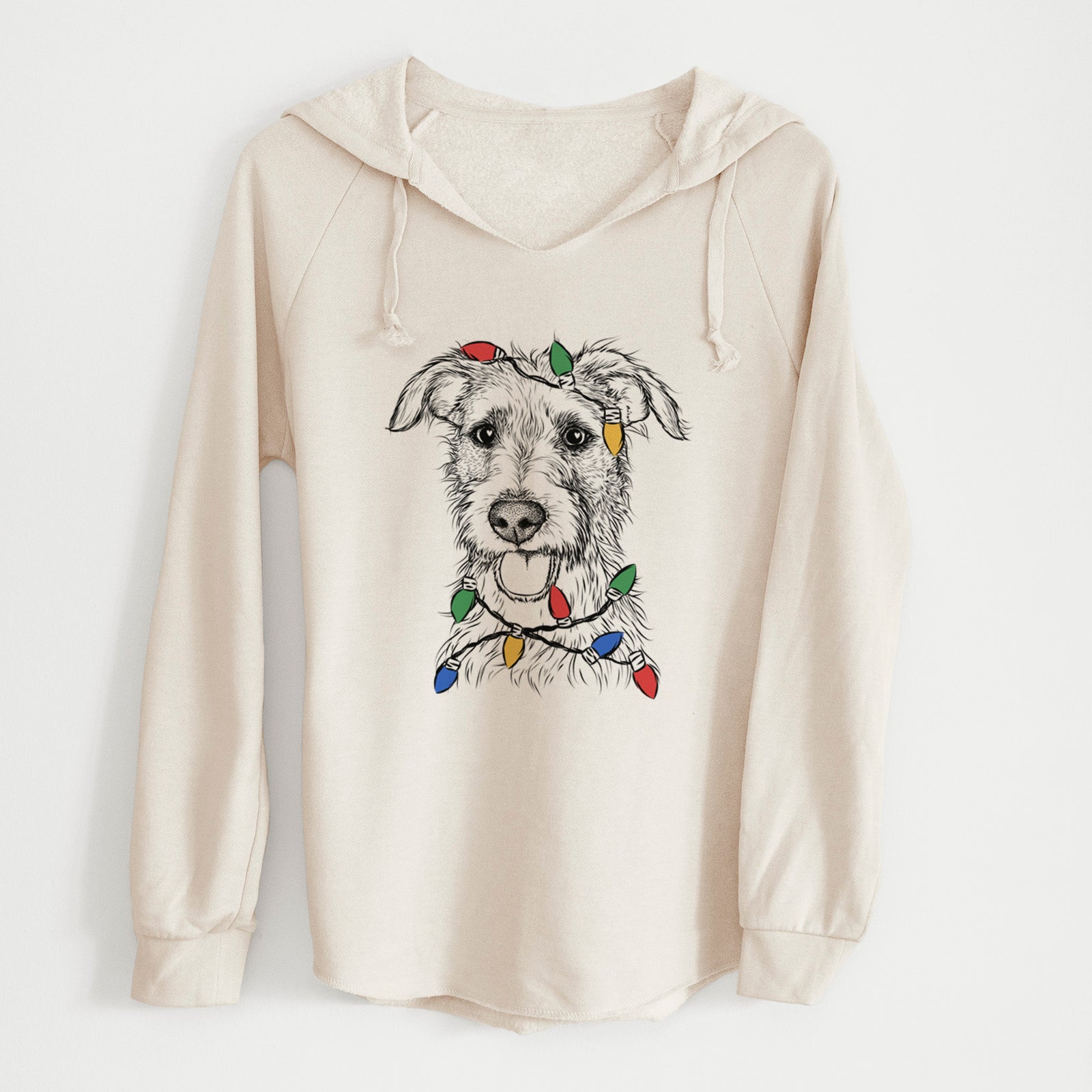 Christmas Lights Maggie the Terrier Mix - Cali Wave Hooded Sweatshirt