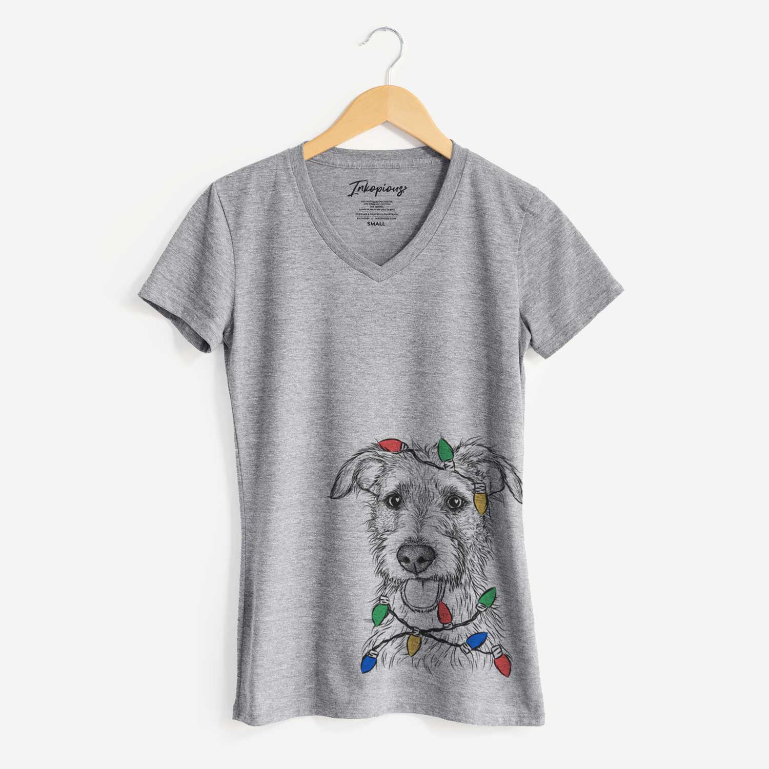 Christmas Lights Maggie the Terrier Mix - Women's V-neck Shirt