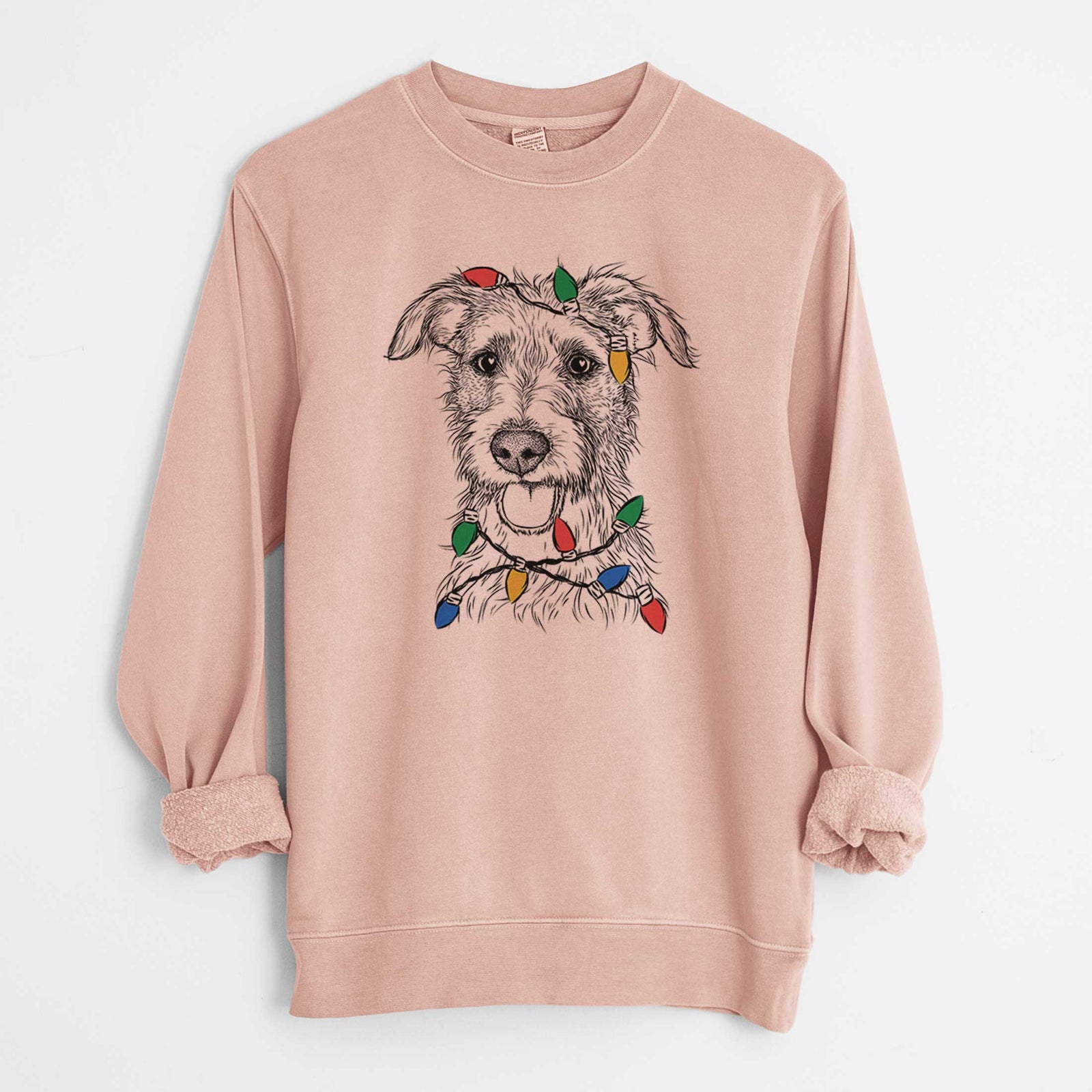 Christmas Lights Maggie the Terrier Mix - Unisex Pigment Dyed Crew Sweatshirt