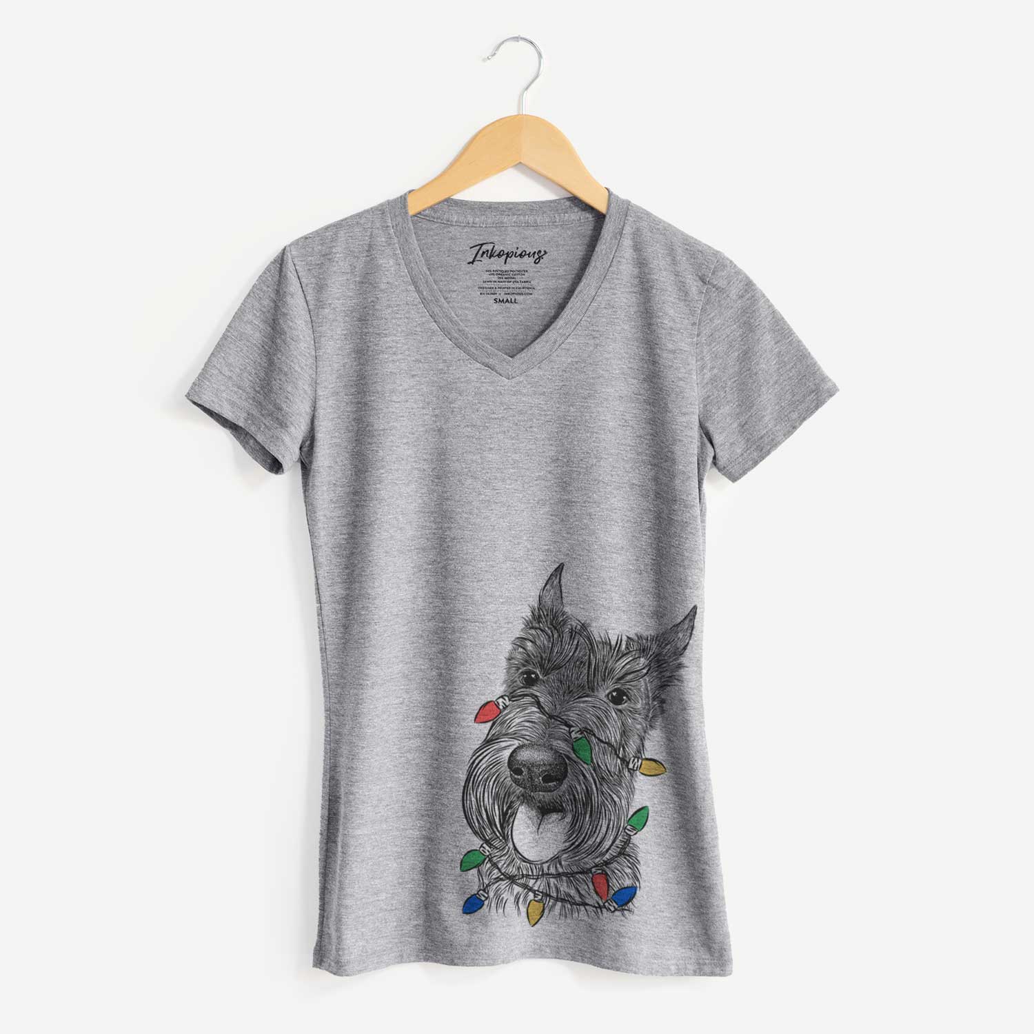 Christmas Lights Magnus the Scottish Terrier - Women's V-neck Shirt
