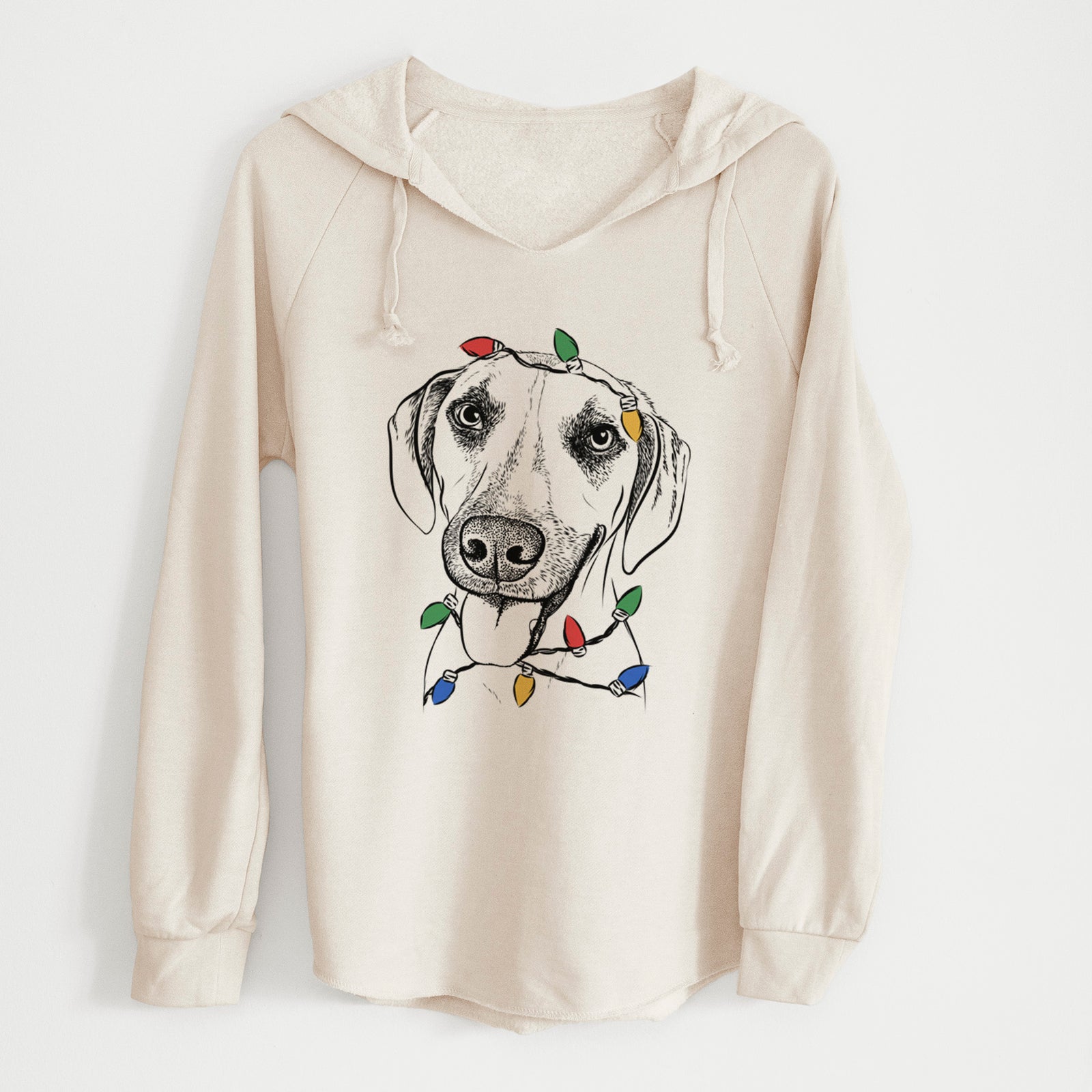 Christmas Lights Malia the American Foxhound Mix - Cali Wave Hooded Sweatshirt