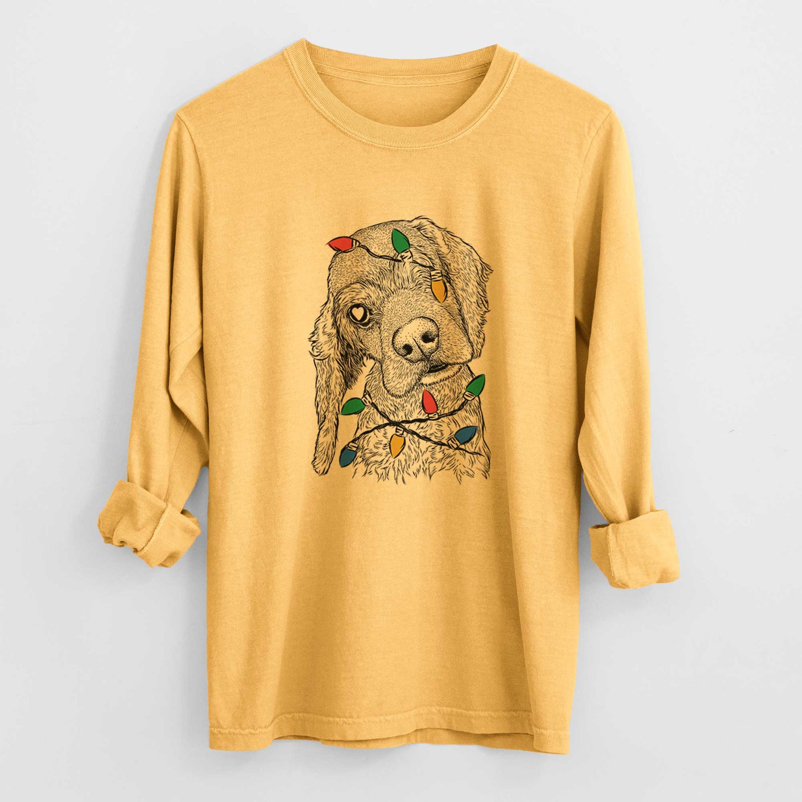 Christmas Lights Mambo #5 the Cocker Spaniel - Heavyweight 100% Cotton Long Sleeve