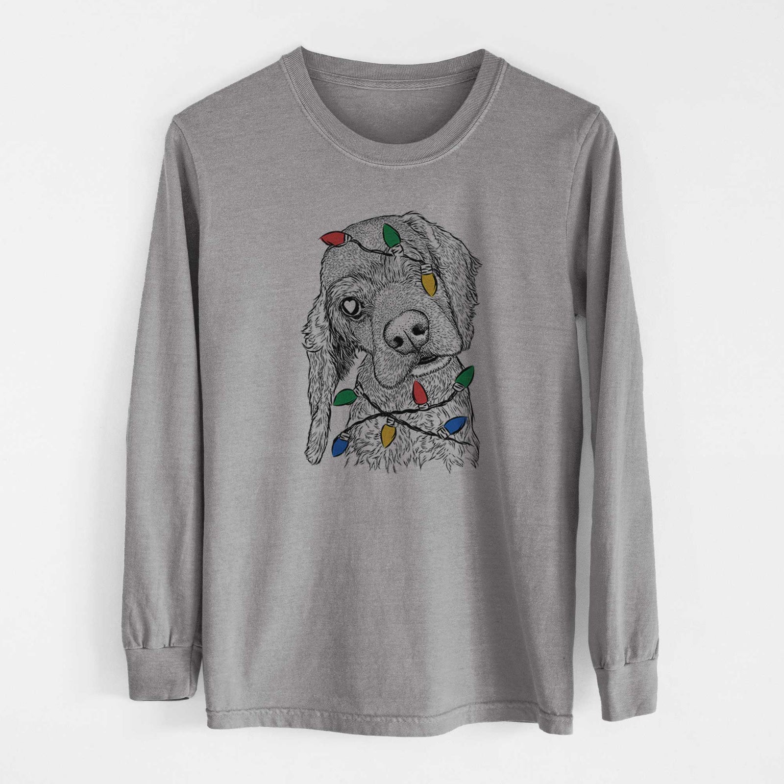 Christmas Lights Mambo #5 the Cocker Spaniel - Heavyweight 100% Cotton Long Sleeve
