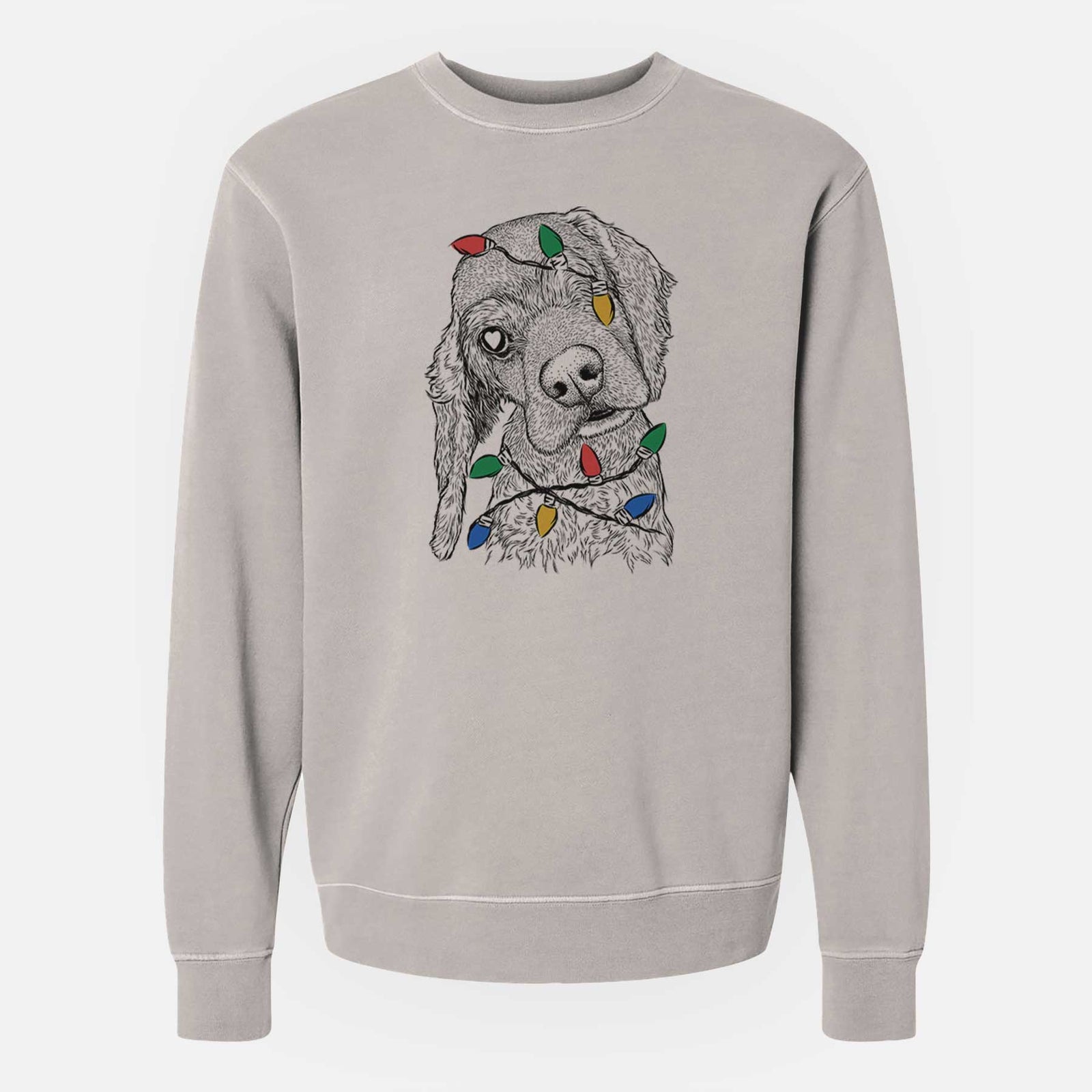 Christmas Lights Mambo #5 the Cocker Spaniel - Unisex Pigment Dyed Crew Sweatshirt