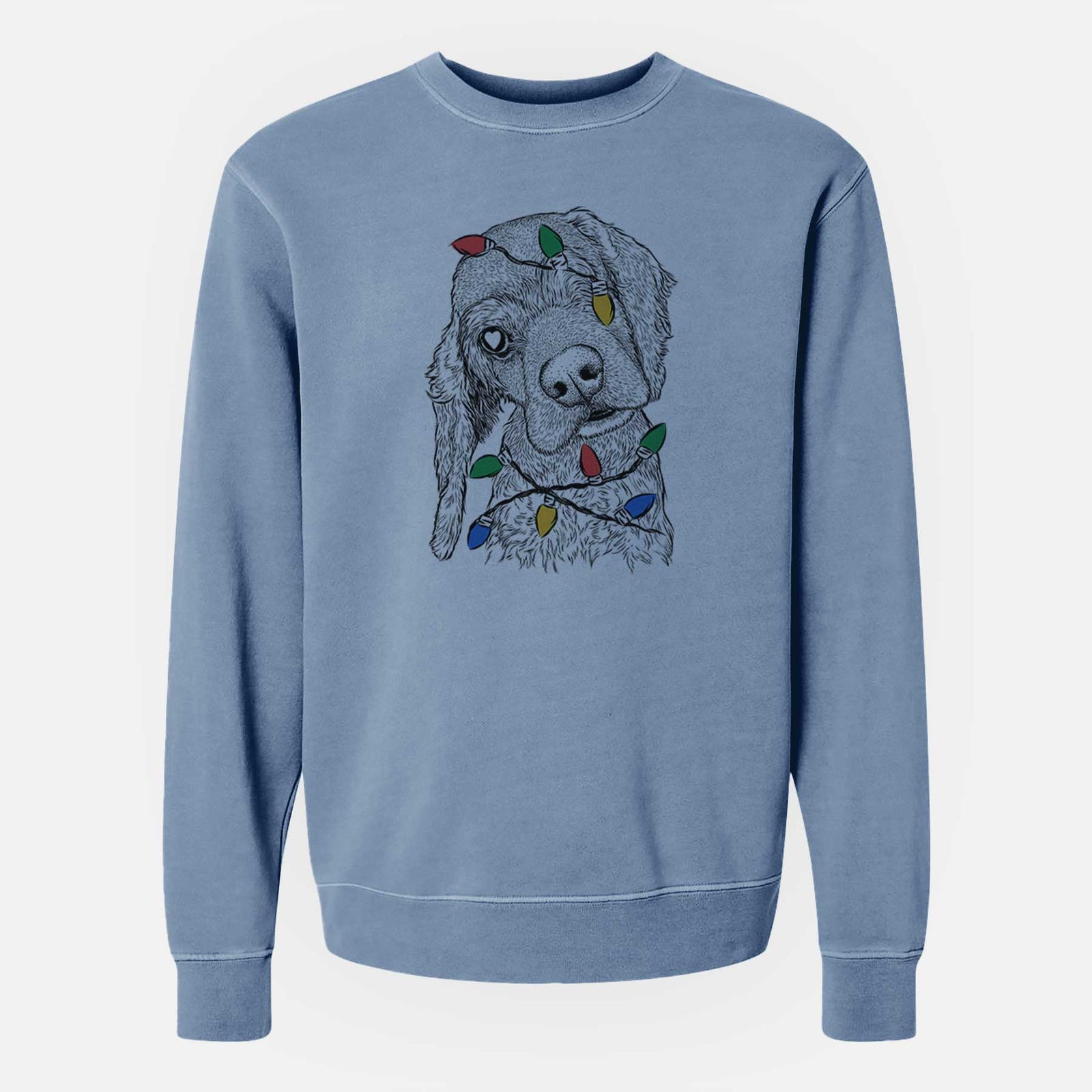 Christmas Lights Mambo #5 the Cocker Spaniel - Unisex Pigment Dyed Crew Sweatshirt