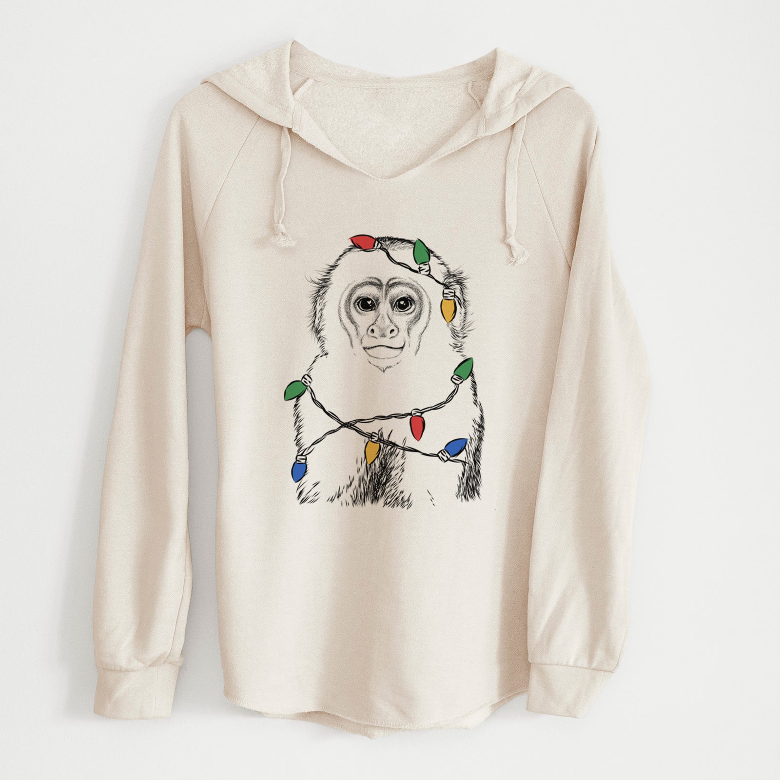 Christmas Lights Marcel the Capuchin Monkey - Cali Wave Hooded Sweatshirt