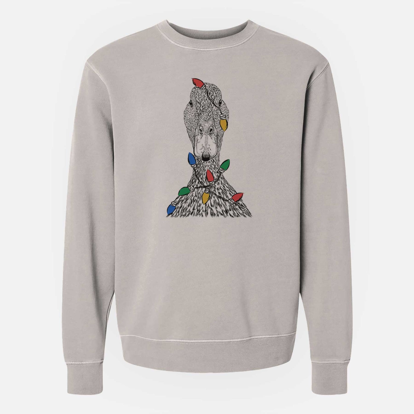 Christmas Lights Marge the Mallard Duck - Unisex Pigment Dyed Crew Sweatshirt