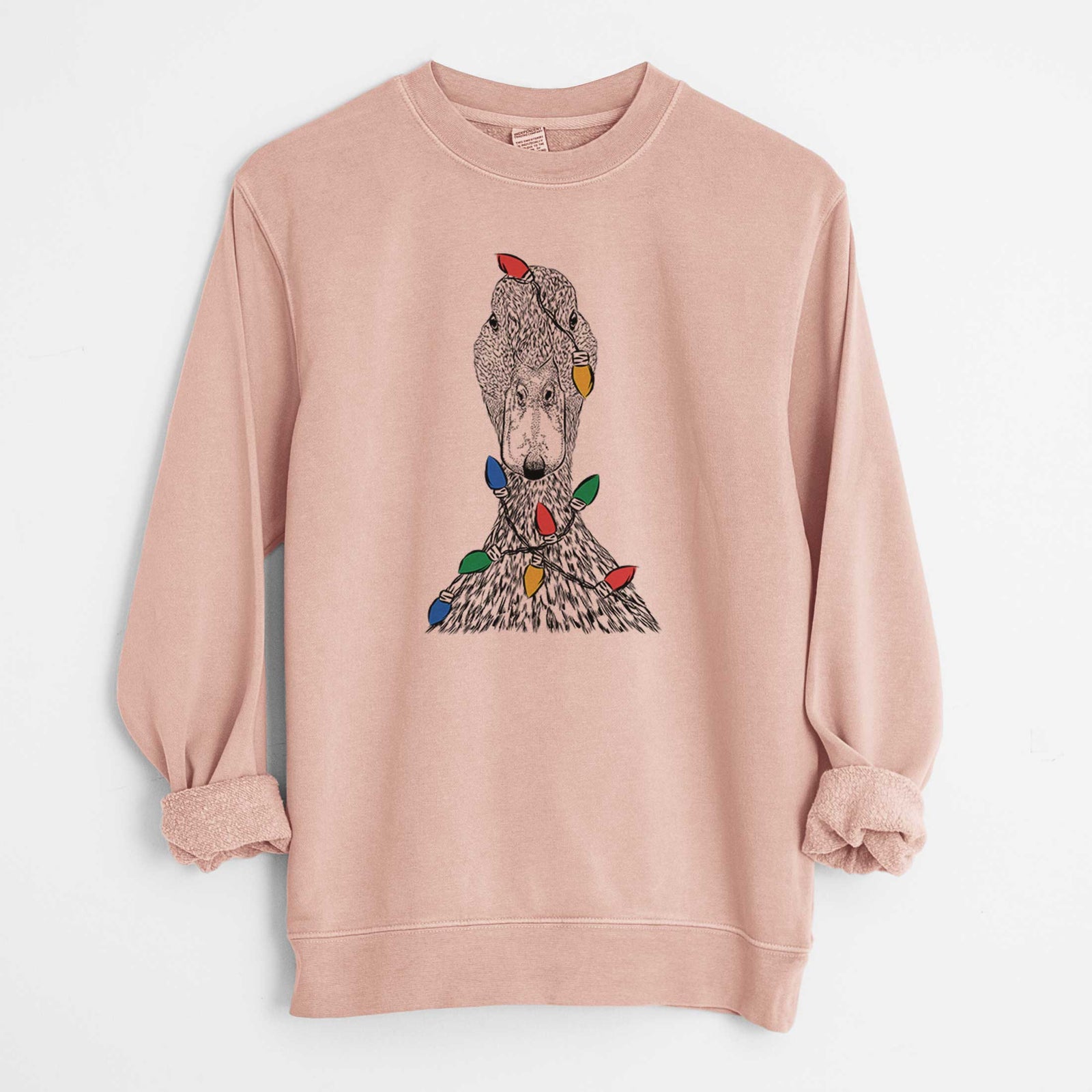Christmas Lights Marge the Mallard Duck - Unisex Pigment Dyed Crew Sweatshirt