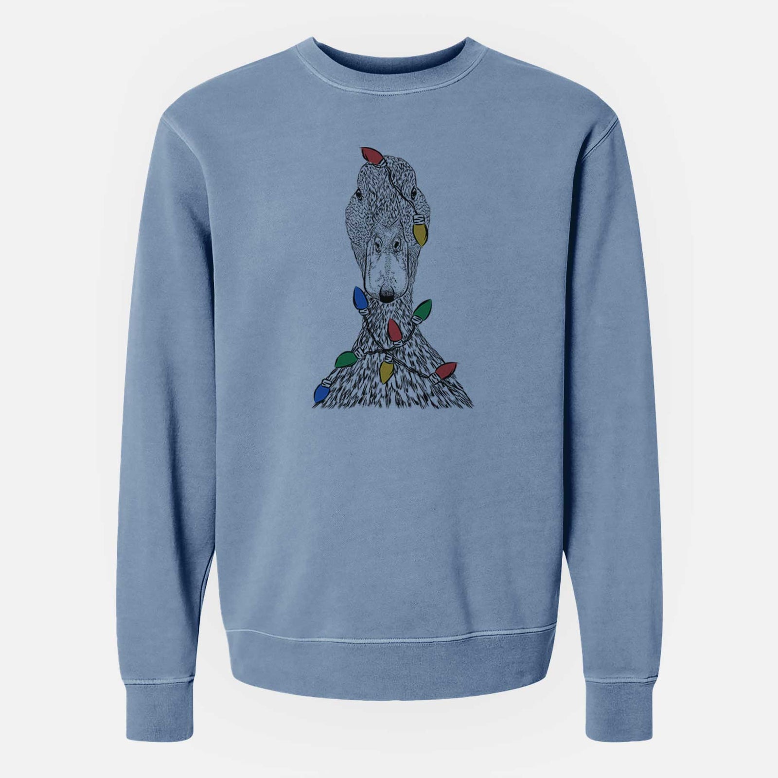 Christmas Lights Marge the Mallard Duck - Unisex Pigment Dyed Crew Sweatshirt