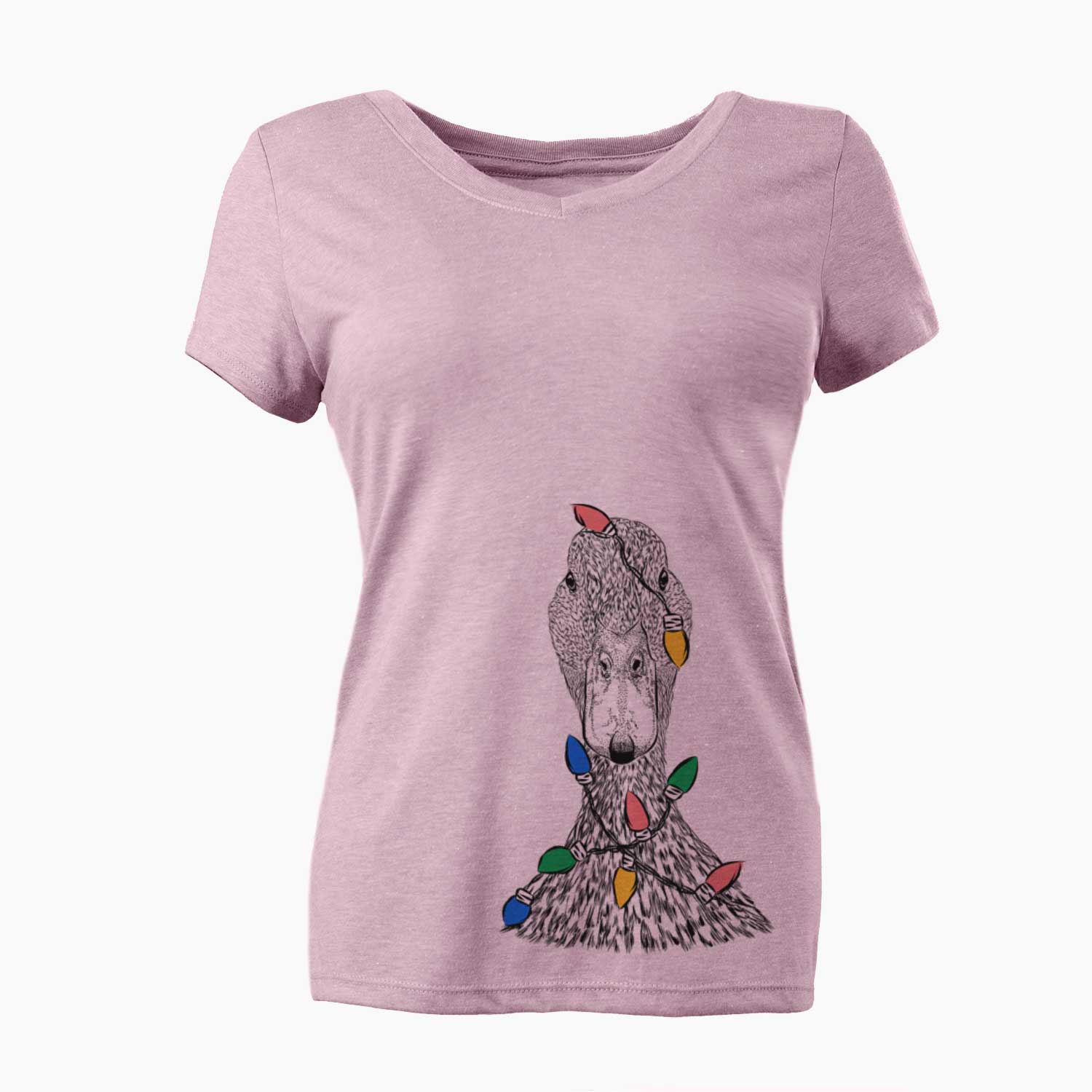 Christmas Lights Marge the Mallard Duck - Women's V-neck Shirt