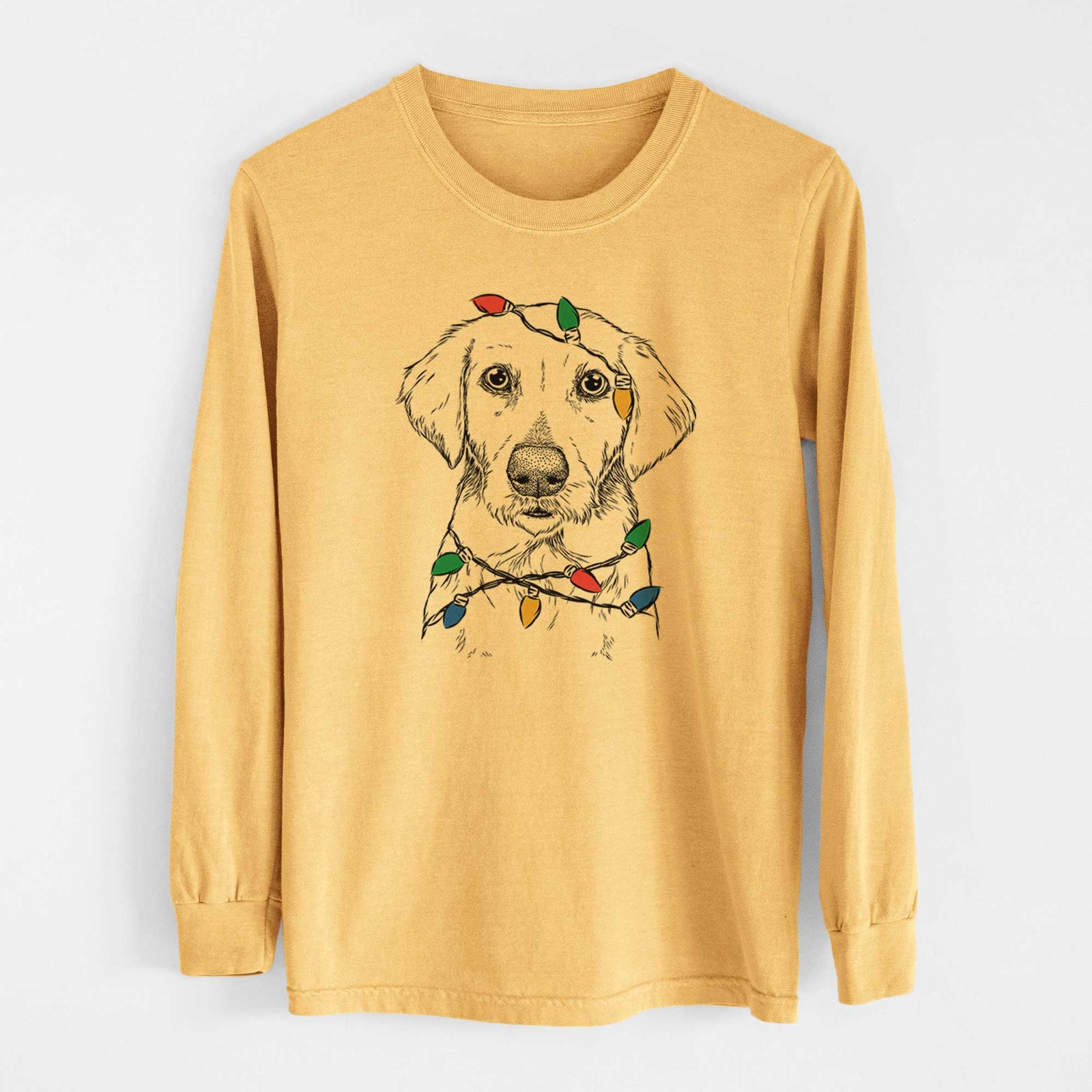 Christmas Lights Marley Sue the Labradoodle - Heavyweight 100% Cotton Long Sleeve