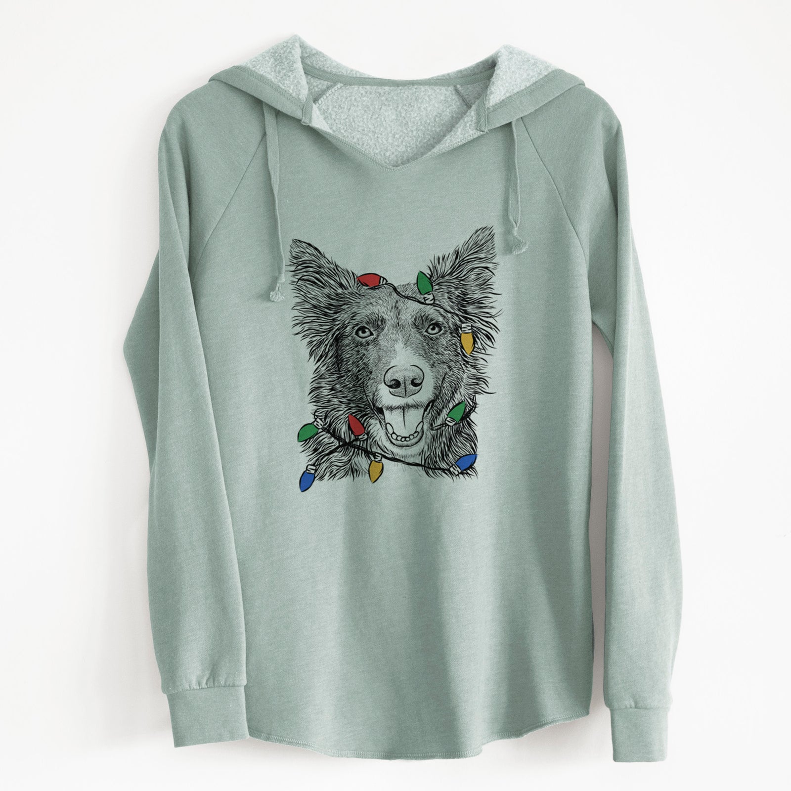 Christmas Lights Marti the Border Collie - Cali Wave Hooded Sweatshirt