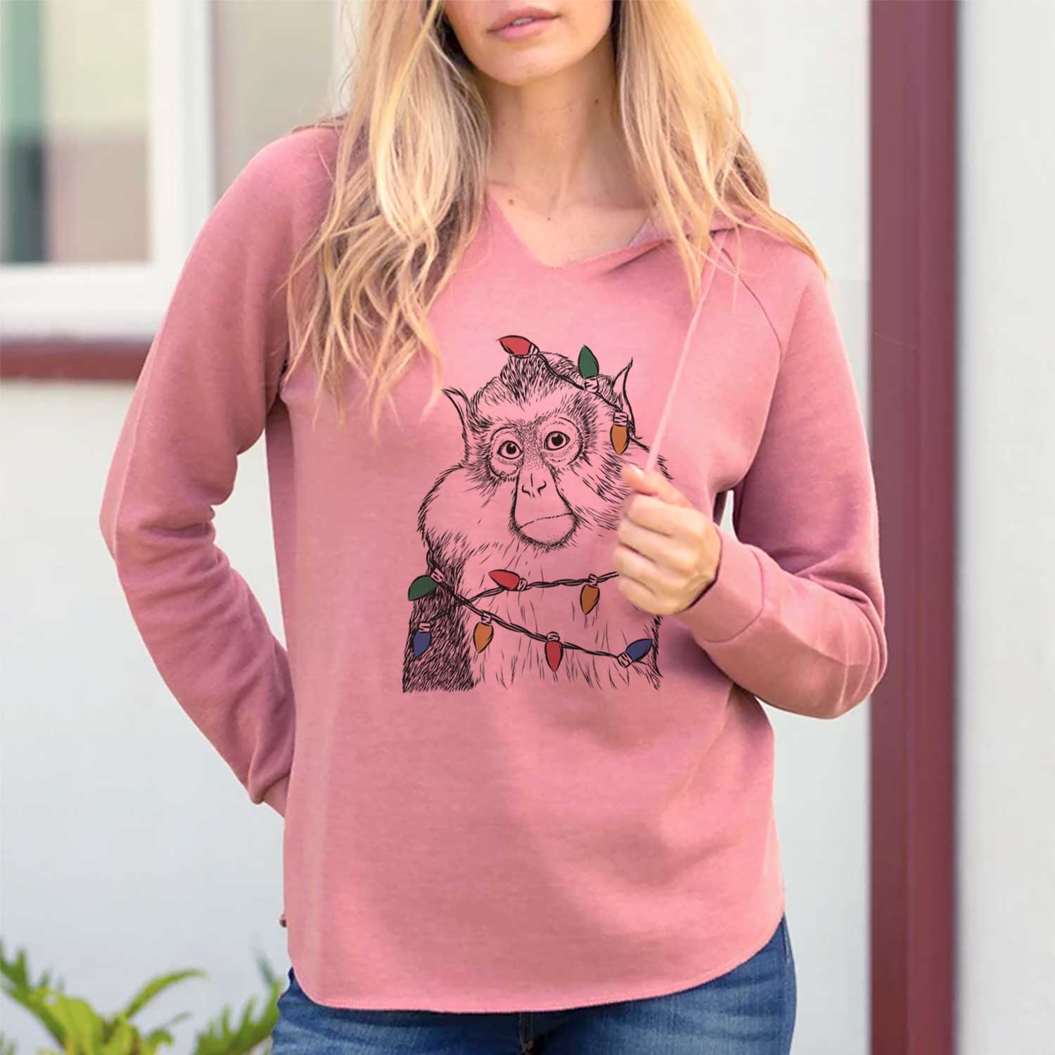 Christmas Lights Matata the Mona Monkey - Cali Wave Hooded Sweatshirt