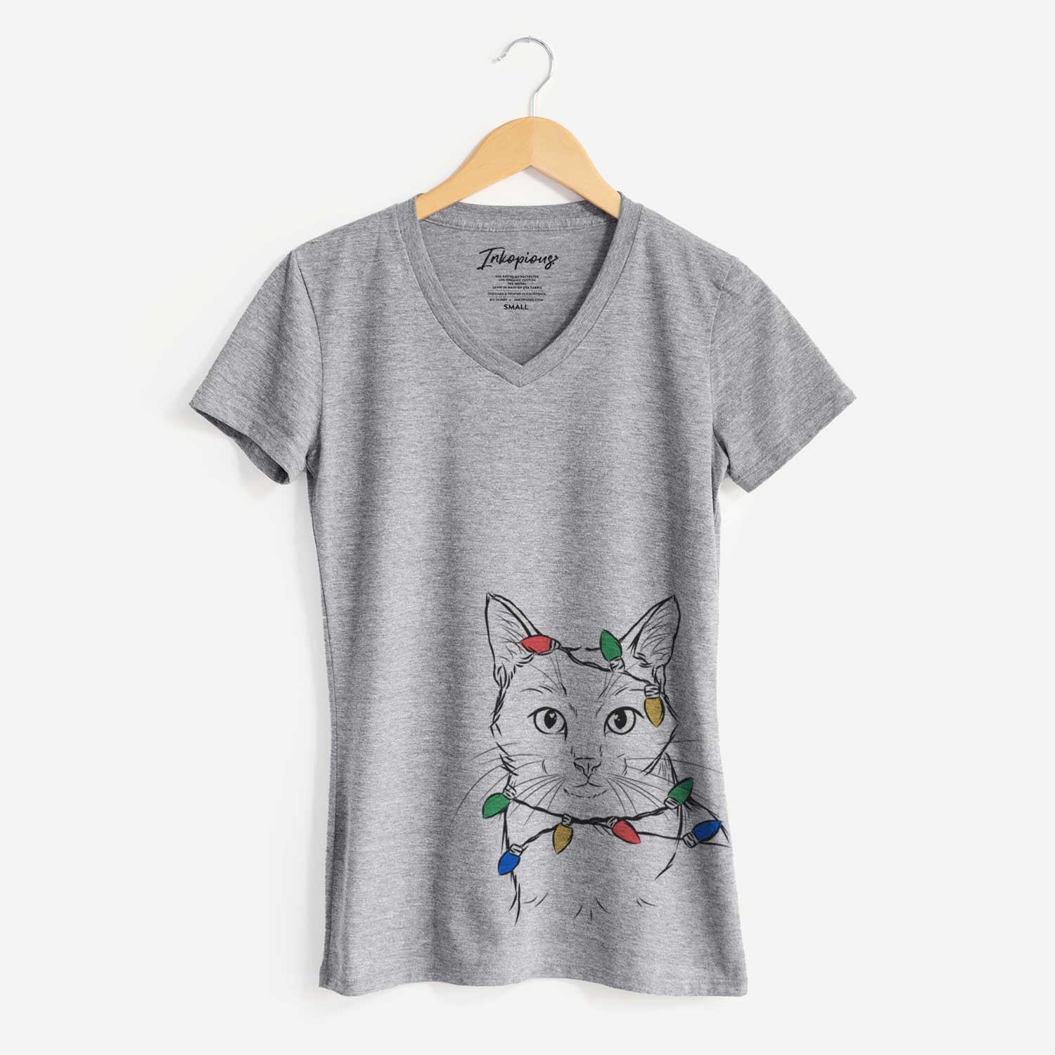 Christmas Lights Maverick the Cat - Women's V-neck Shirt