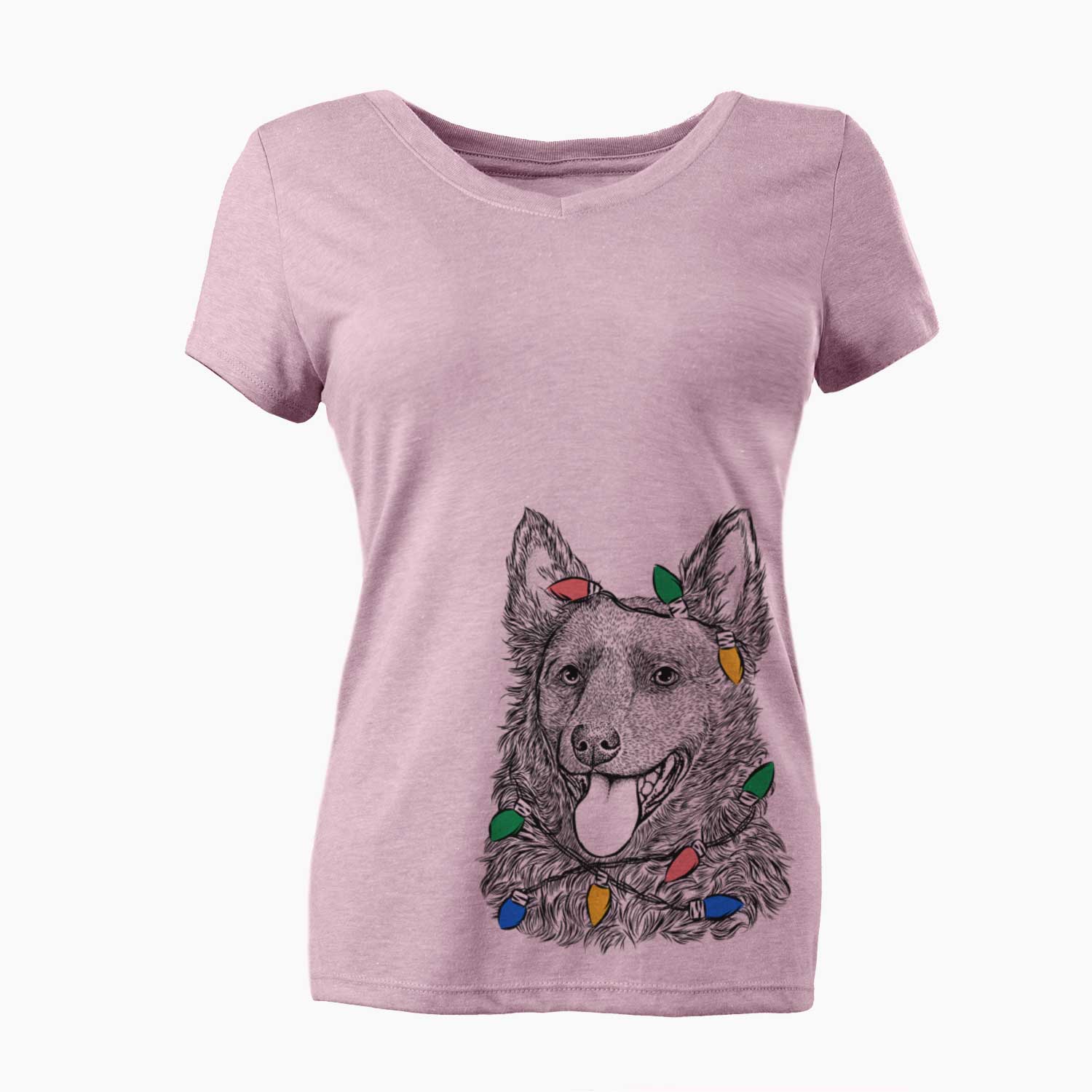 Christmas Lights Maximo the Mudi - Women's V-neck Shirt