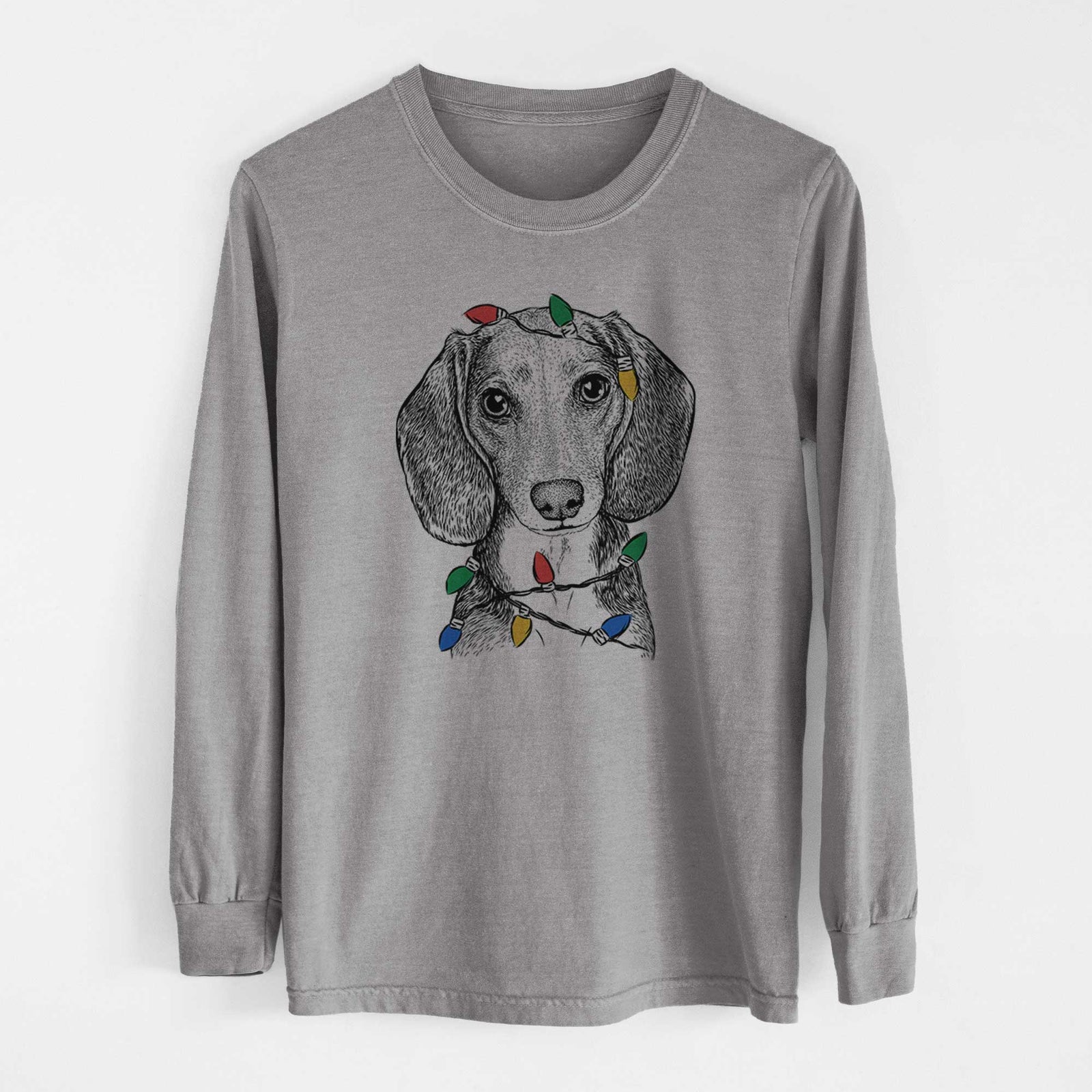 Christmas Lights Mayor Andy the Beagle - Heavyweight 100% Cotton Long Sleeve