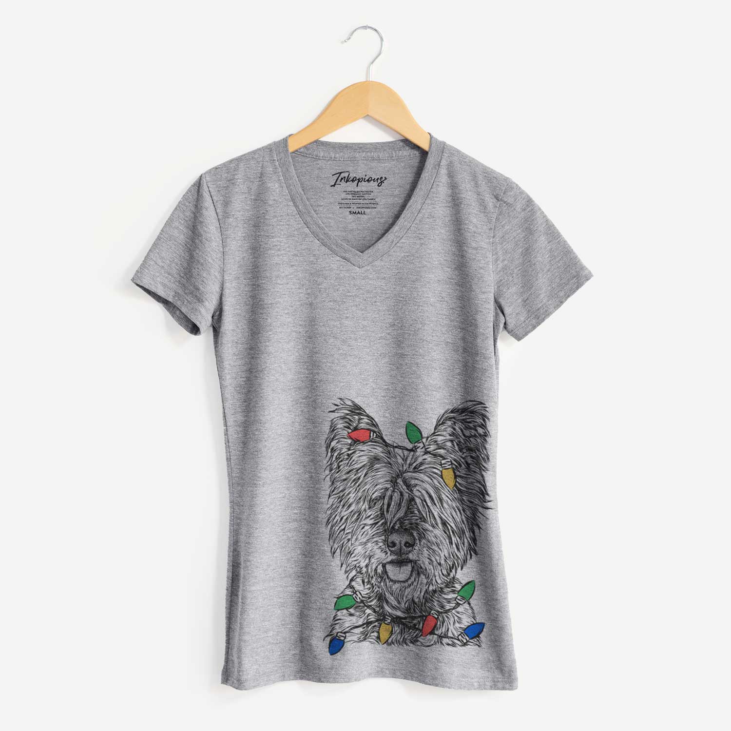 Christmas Lights McDuff the Cairn Terrier - Women's V-neck Shirt