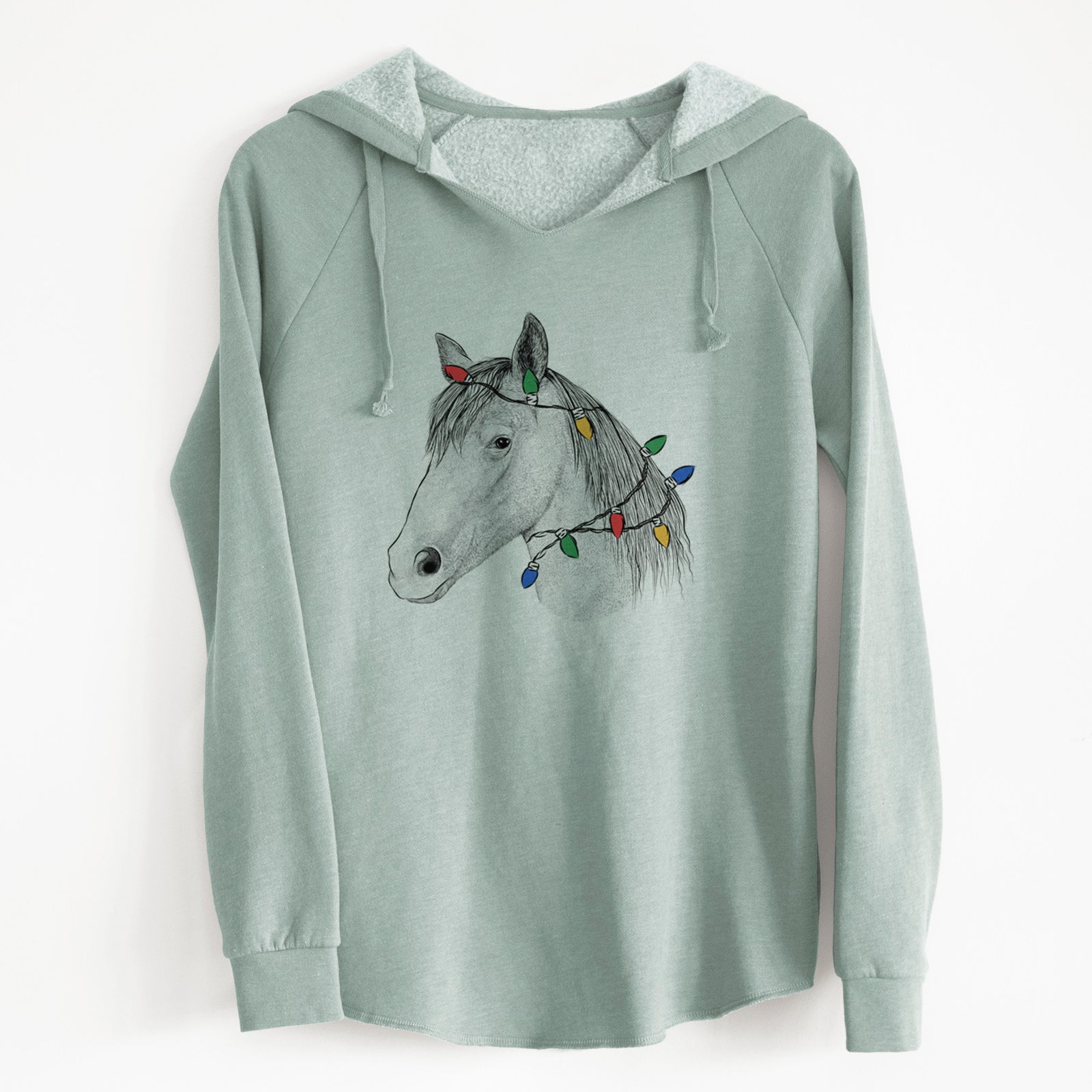 Christmas Lights Midnight the Missouri Foxtrotter Horse - Cali Wave Hooded Sweatshirt