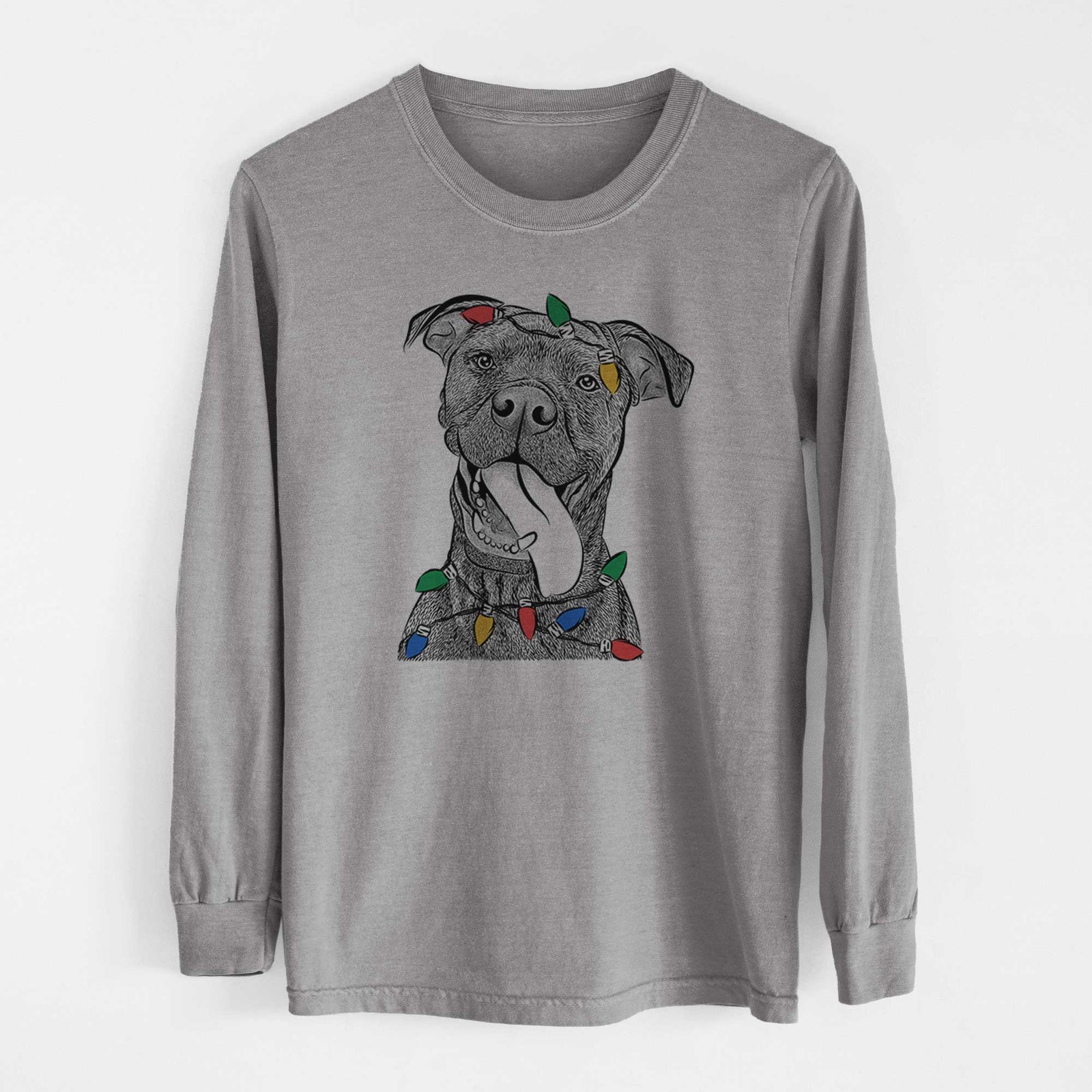 Christmas Lights Mikey the Boxador - Heavyweight 100% Cotton Long Sleeve