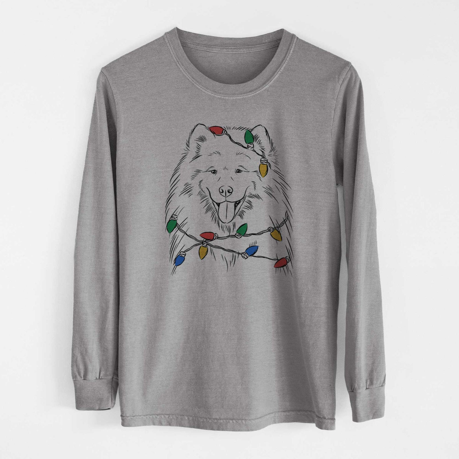 Christmas Lights Mikko the Samoyed - Heavyweight 100% Cotton Long Sleeve