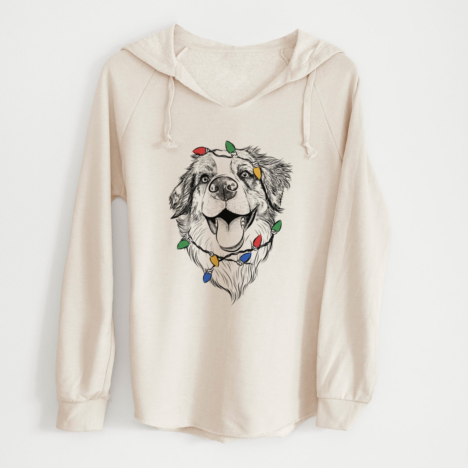 Christmas Lights Mila the Australian Shepherd - Cali Wave Hooded Sweatshirt