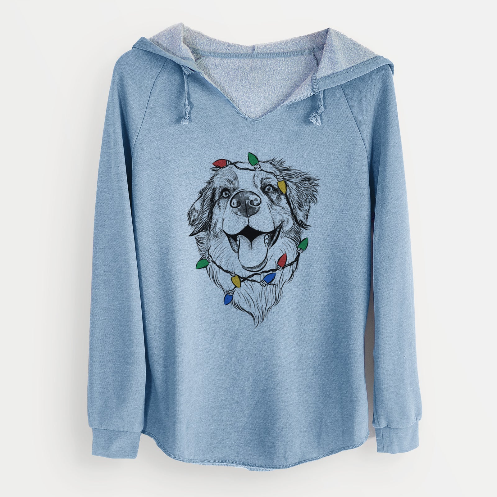 Christmas Lights Mila the Australian Shepherd - Cali Wave Hooded Sweatshirt