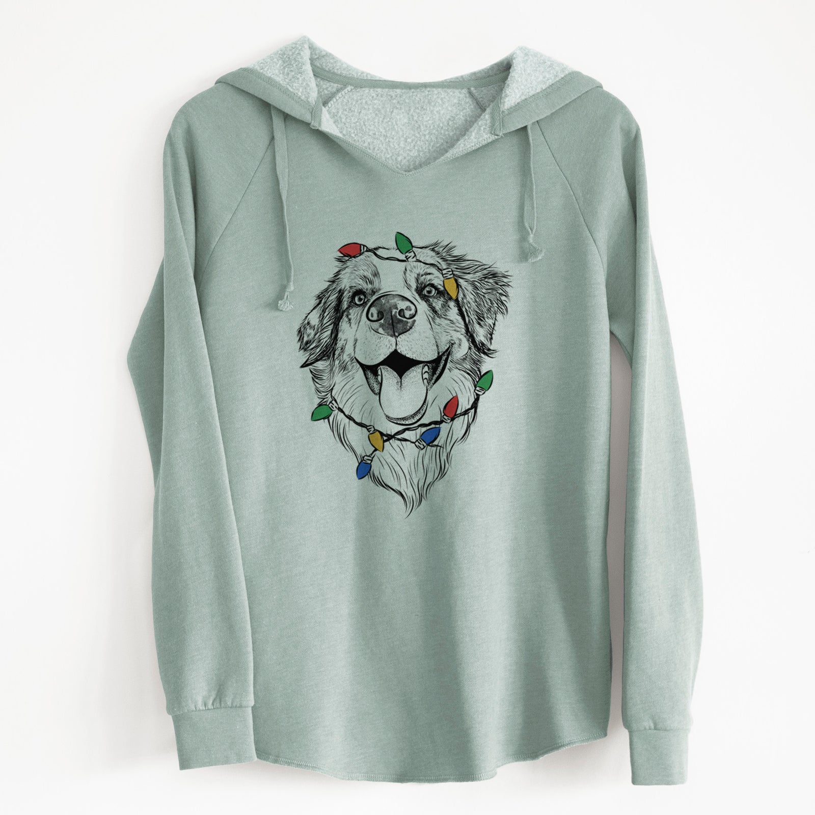 Christmas Lights Mila the Australian Shepherd - Cali Wave Hooded Sweatshirt