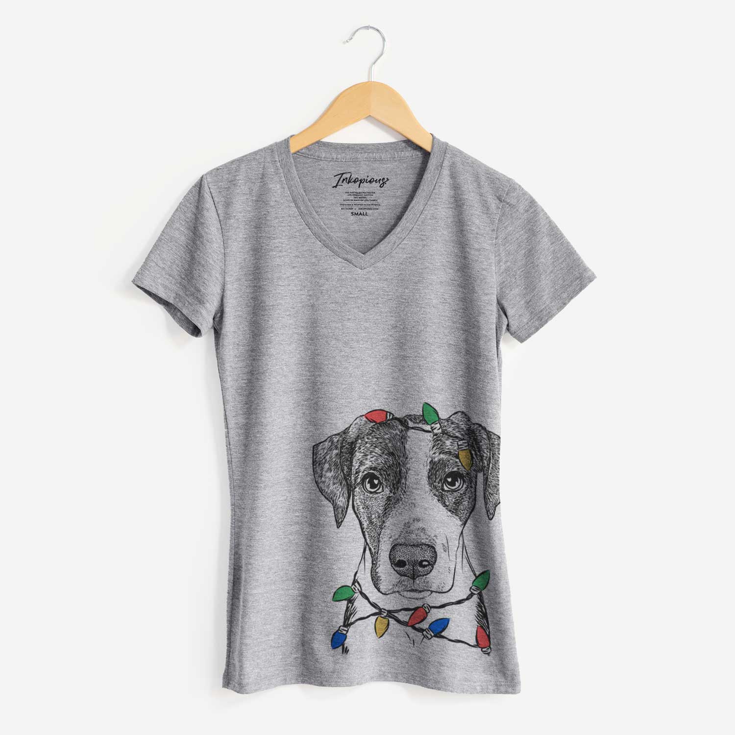 Christmas Lights Milo the Mixed Breed - Women's V-neck Shirt