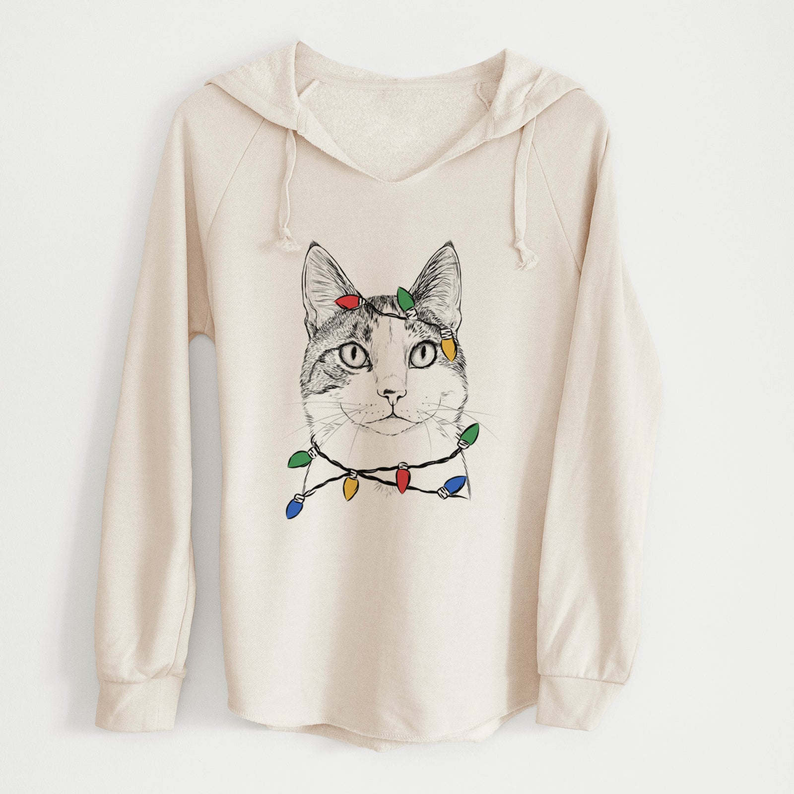 Christmas Lights Mini Griffin the Domestic Shorthair Cat - Cali Wave Hooded Sweatshirt