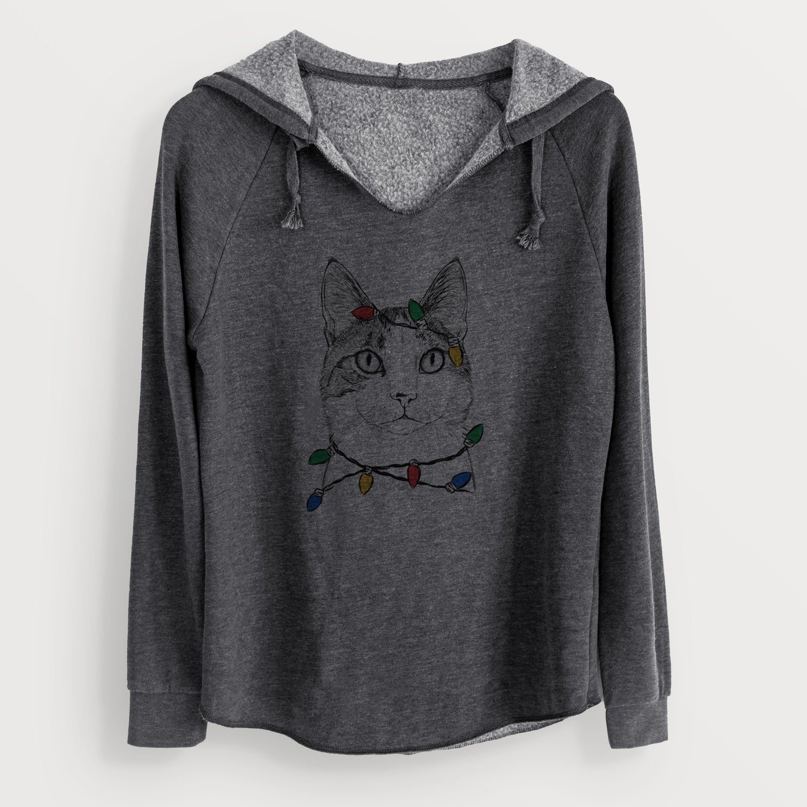 Christmas Lights Mini Griffin the Domestic Shorthair Cat - Cali Wave Hooded Sweatshirt