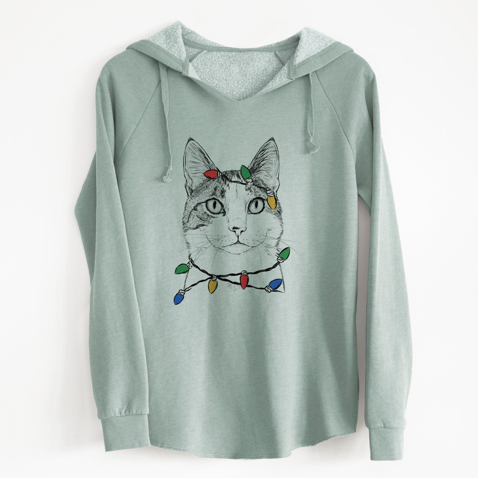 Christmas Lights Mini Griffin the Domestic Shorthair Cat - Cali Wave Hooded Sweatshirt