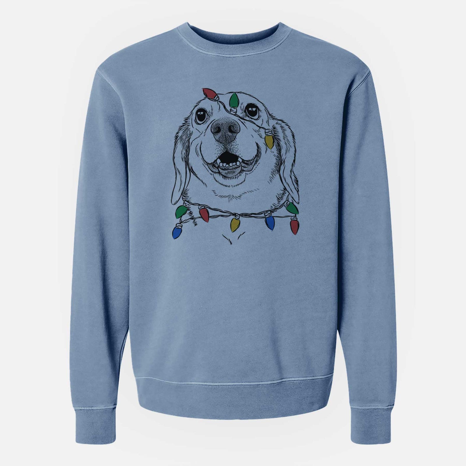 Christmas Lights Minnie the Corgle - Unisex Pigment Dyed Crew Sweatshirt