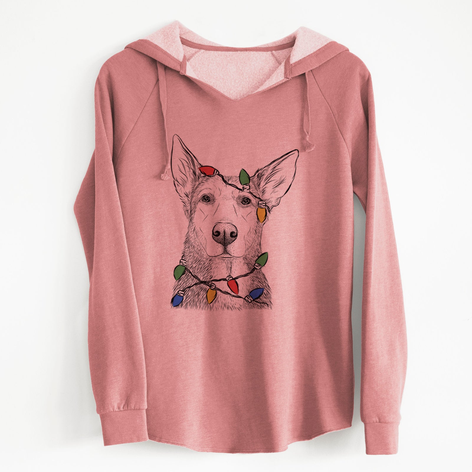 Christmas Lights Misty the German Shepherd Mix - Cali Wave Hooded Sweatshirt