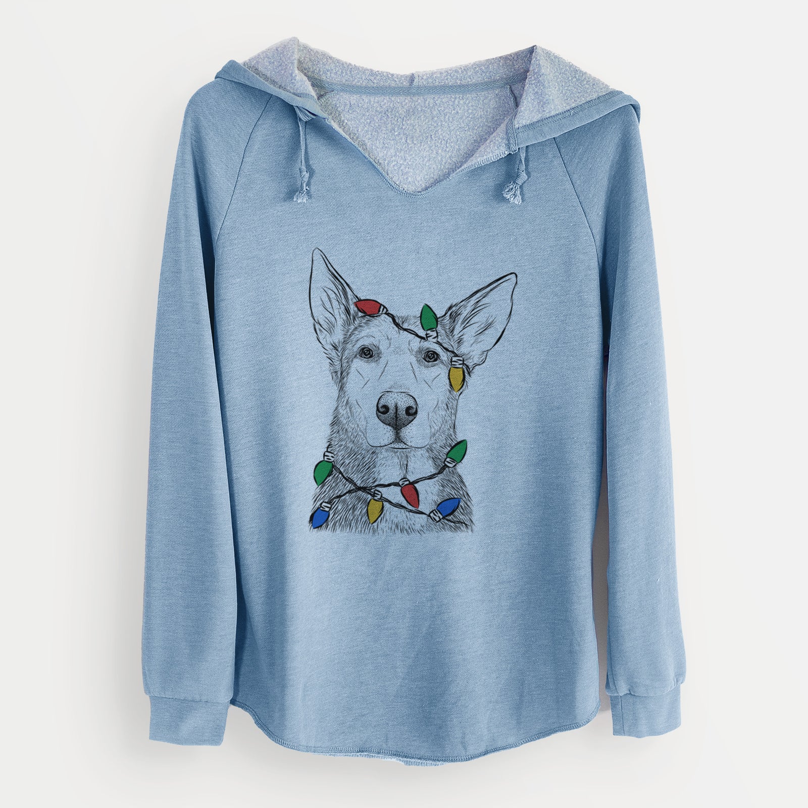 Christmas Lights Misty the German Shepherd Mix - Cali Wave Hooded Sweatshirt