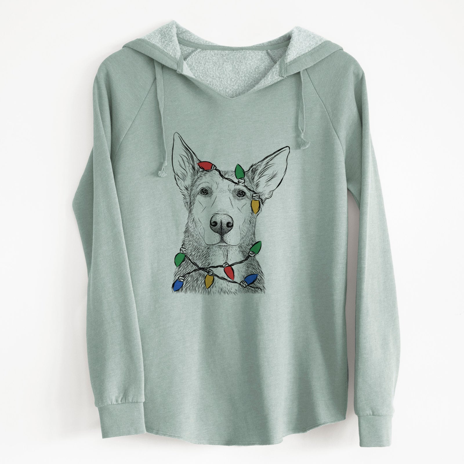 Christmas Lights Misty the German Shepherd Mix - Cali Wave Hooded Sweatshirt