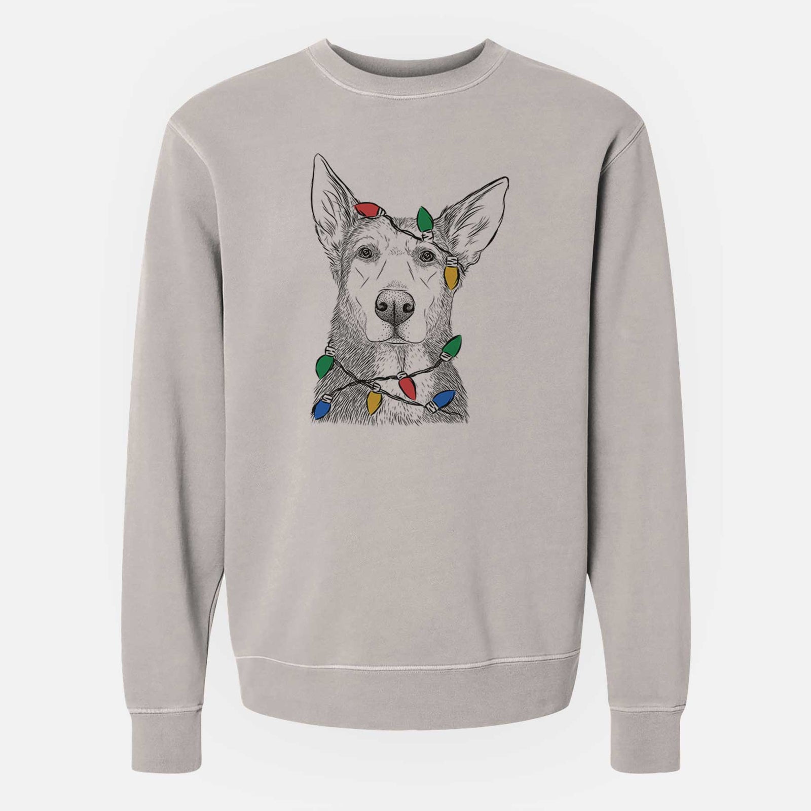 Christmas Lights Misty the German Shepherd Mix - Unisex Pigment Dyed Crew Sweatshirt