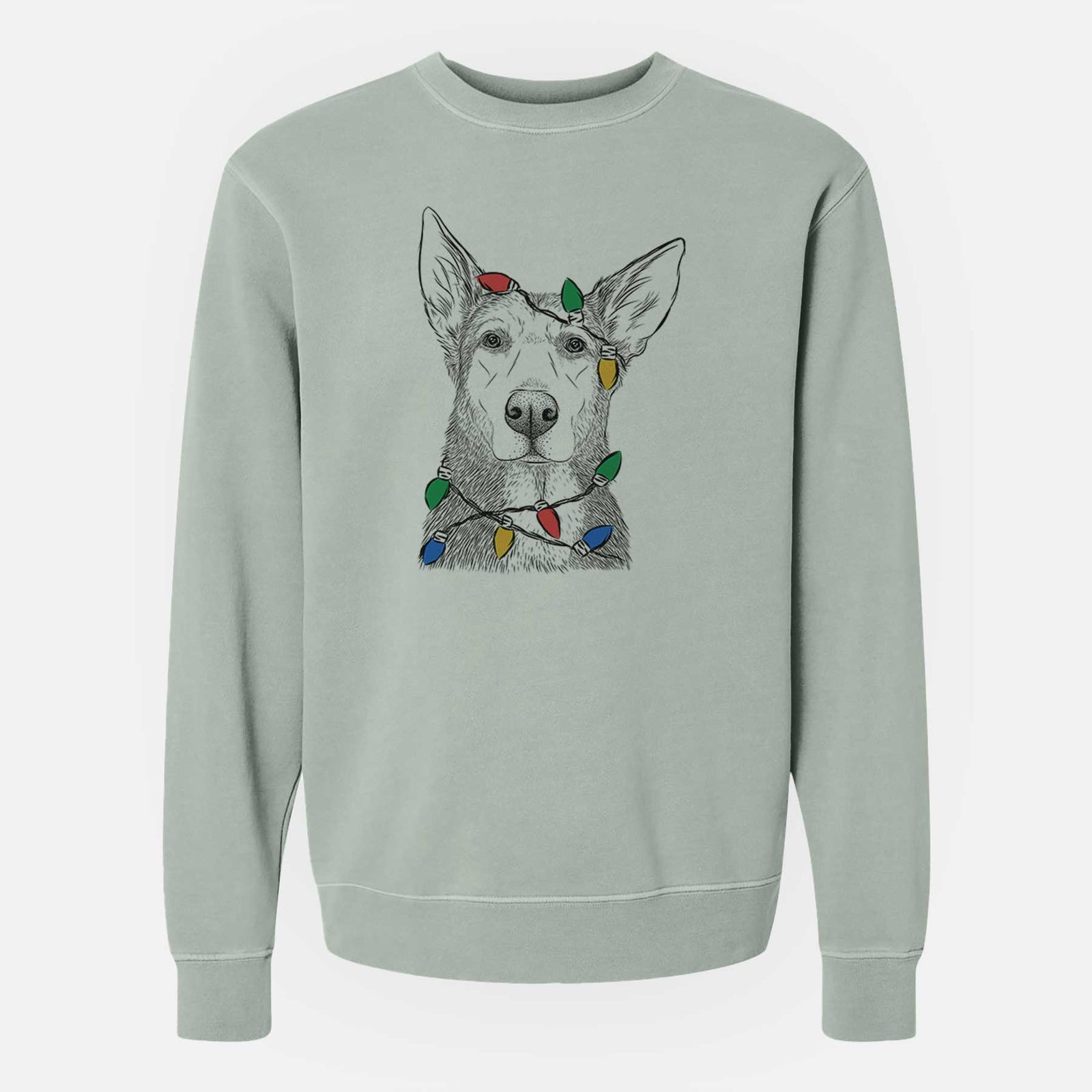 Christmas Lights Misty the German Shepherd Mix - Unisex Pigment Dyed Crew Sweatshirt