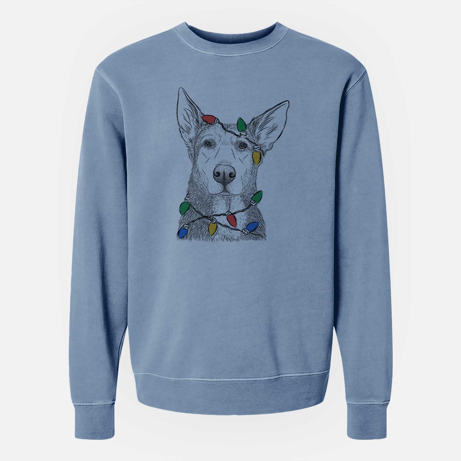 Christmas Lights Misty the German Shepherd Mix - Unisex Pigment Dyed Crew Sweatshirt