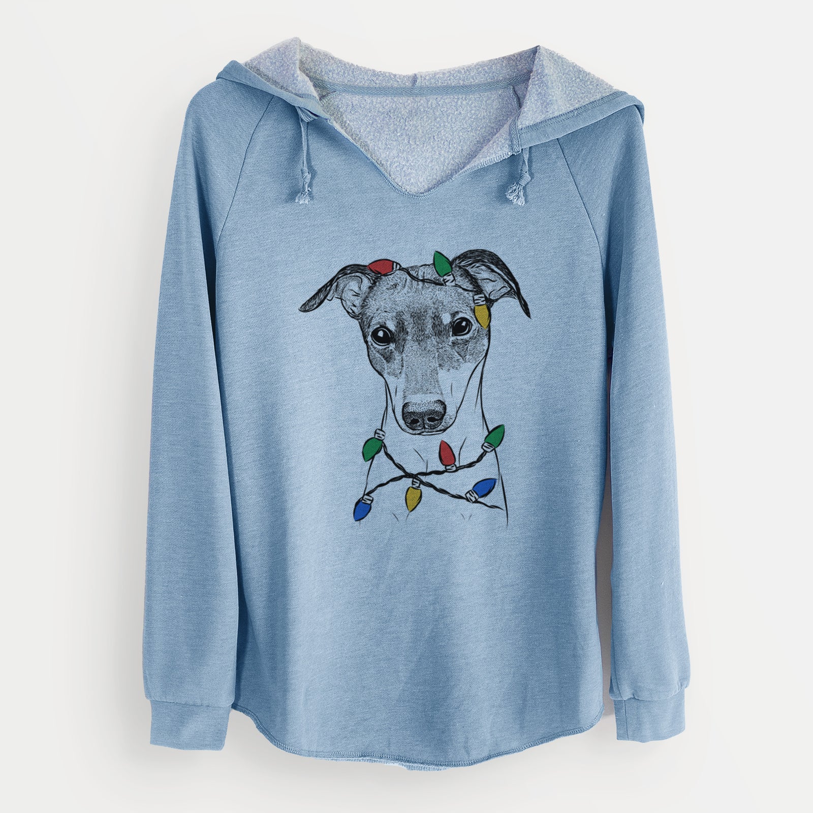 Christmas Lights Momo the Japanese Terrier - Cali Wave Hooded Sweatshirt