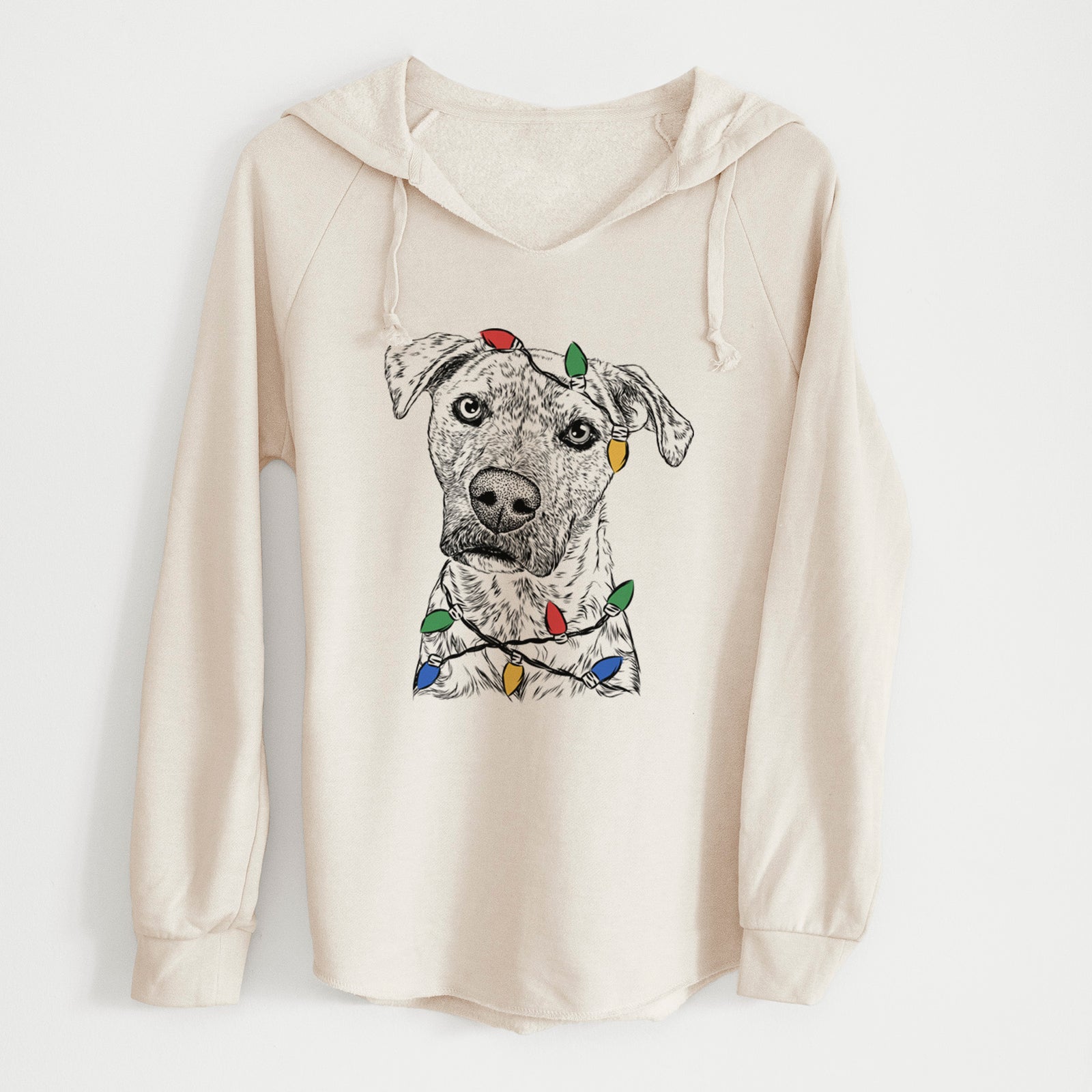 Christmas Lights Monster Baby the Pitbull Mix - Cali Wave Hooded Sweatshirt