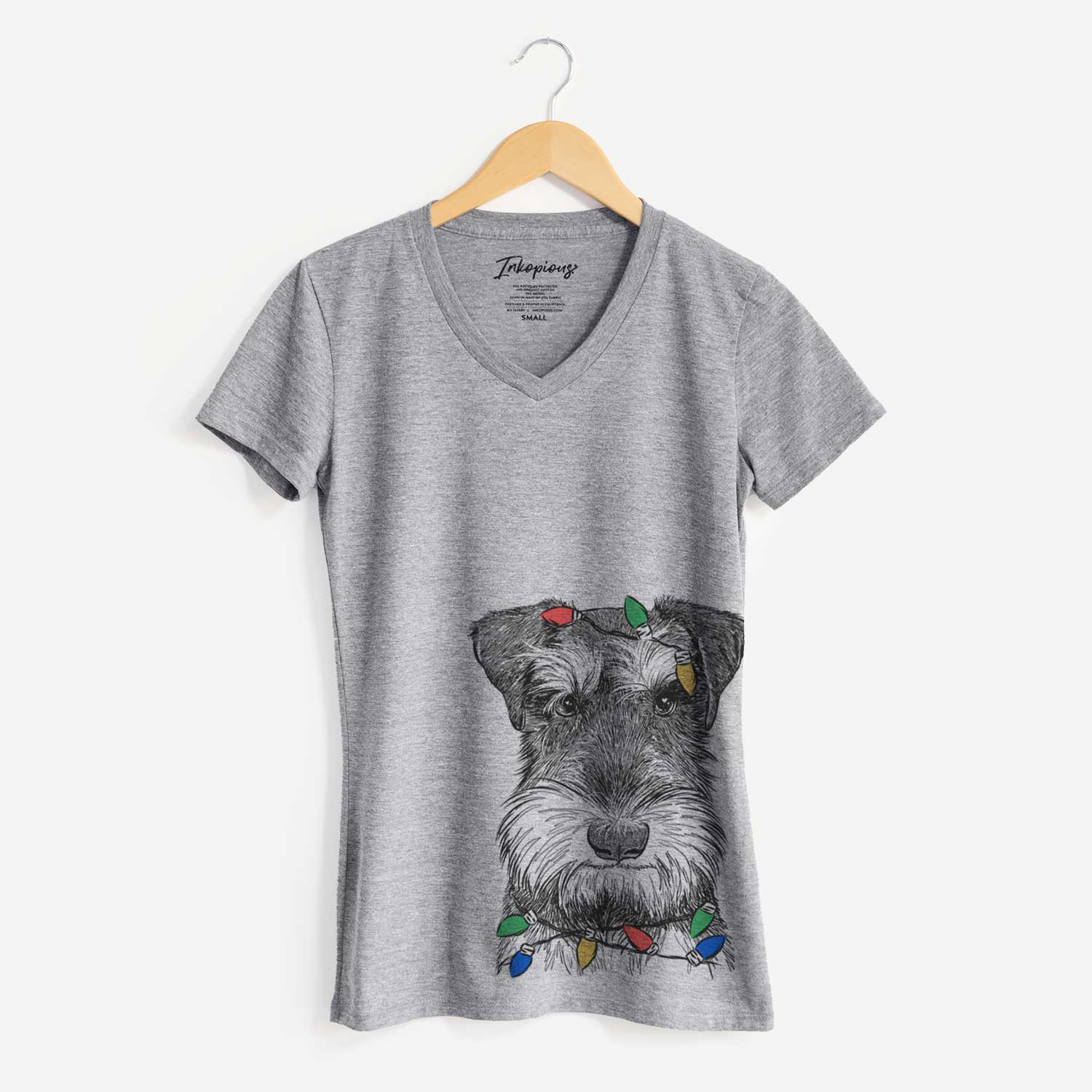 Christmas Lights Murphy the Mini Schnauzer - Women's V-neck Shirt